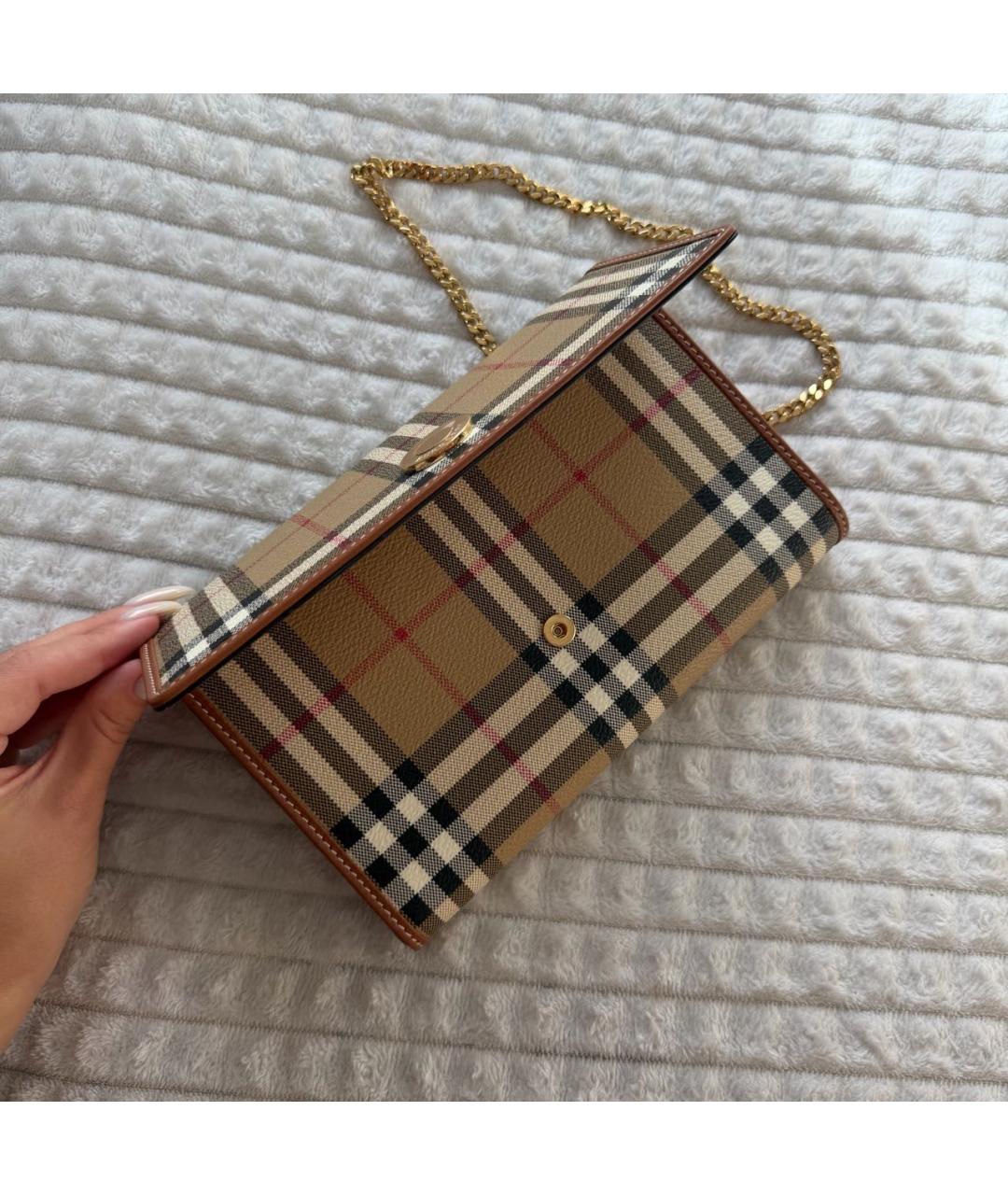 BURBERRY Коричневая сумка через плечо из канвы, фото 6