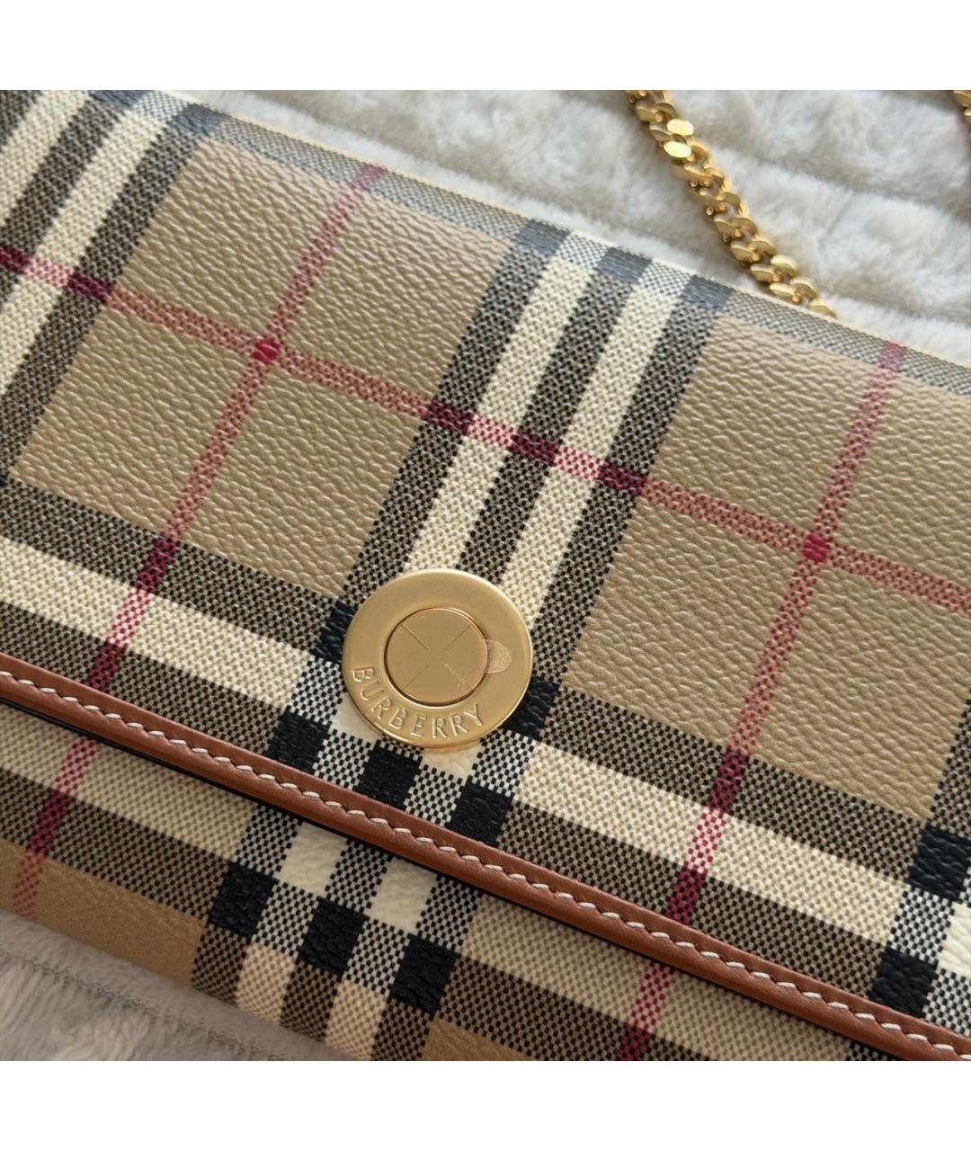 BURBERRY Коричневая сумка через плечо из канвы, фото 3