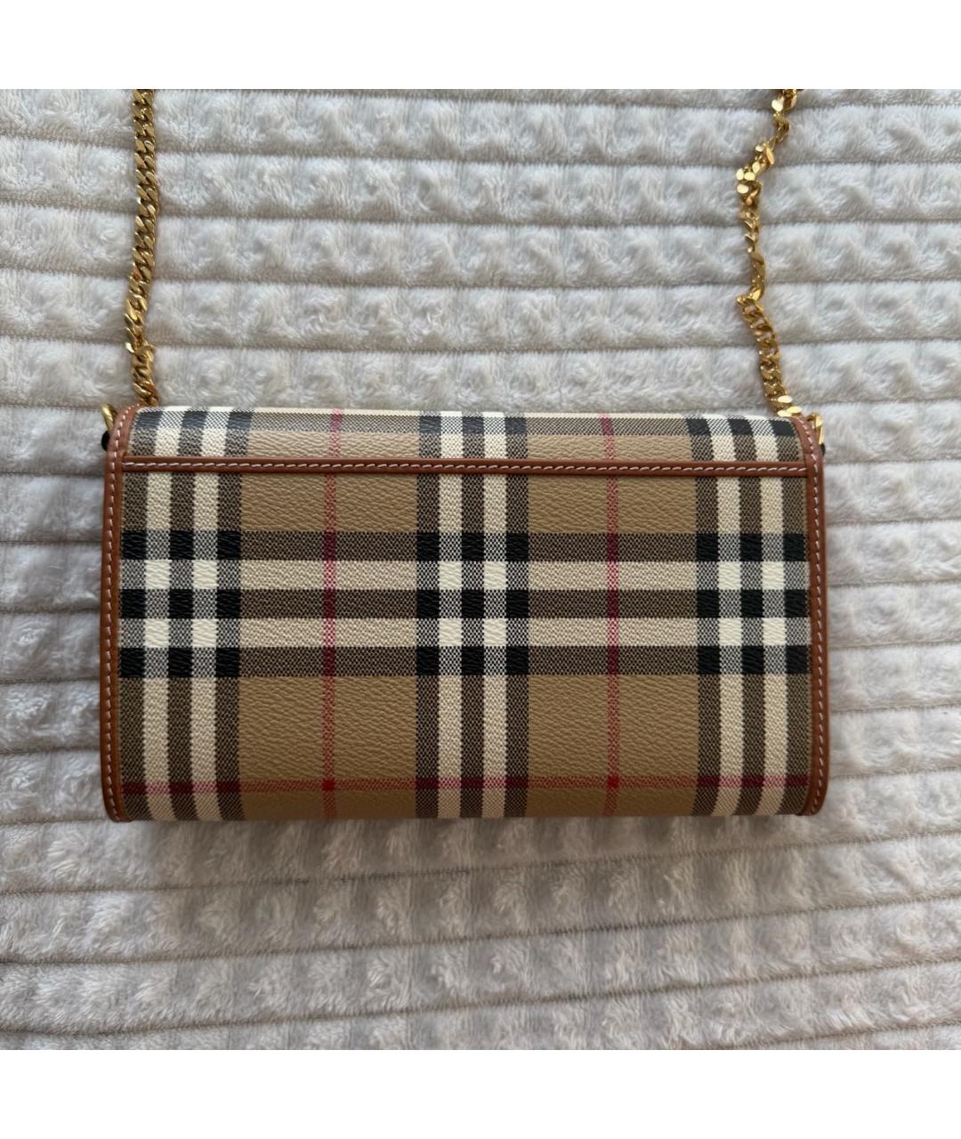 BURBERRY Коричневая сумка через плечо из канвы, фото 7