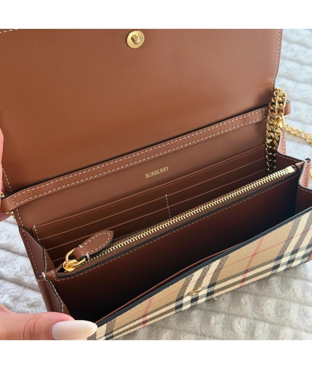 BURBERRY Коричневая сумка через плечо из канвы, фото 5