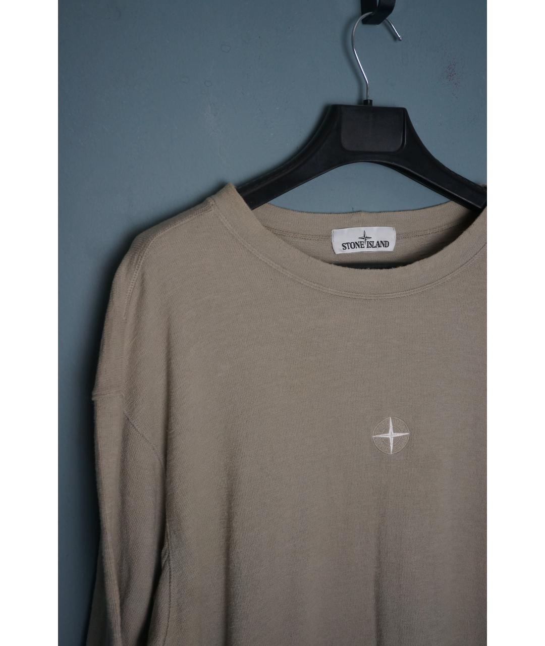 STONE ISLAND Бежевая хлопковая футболка, фото 3