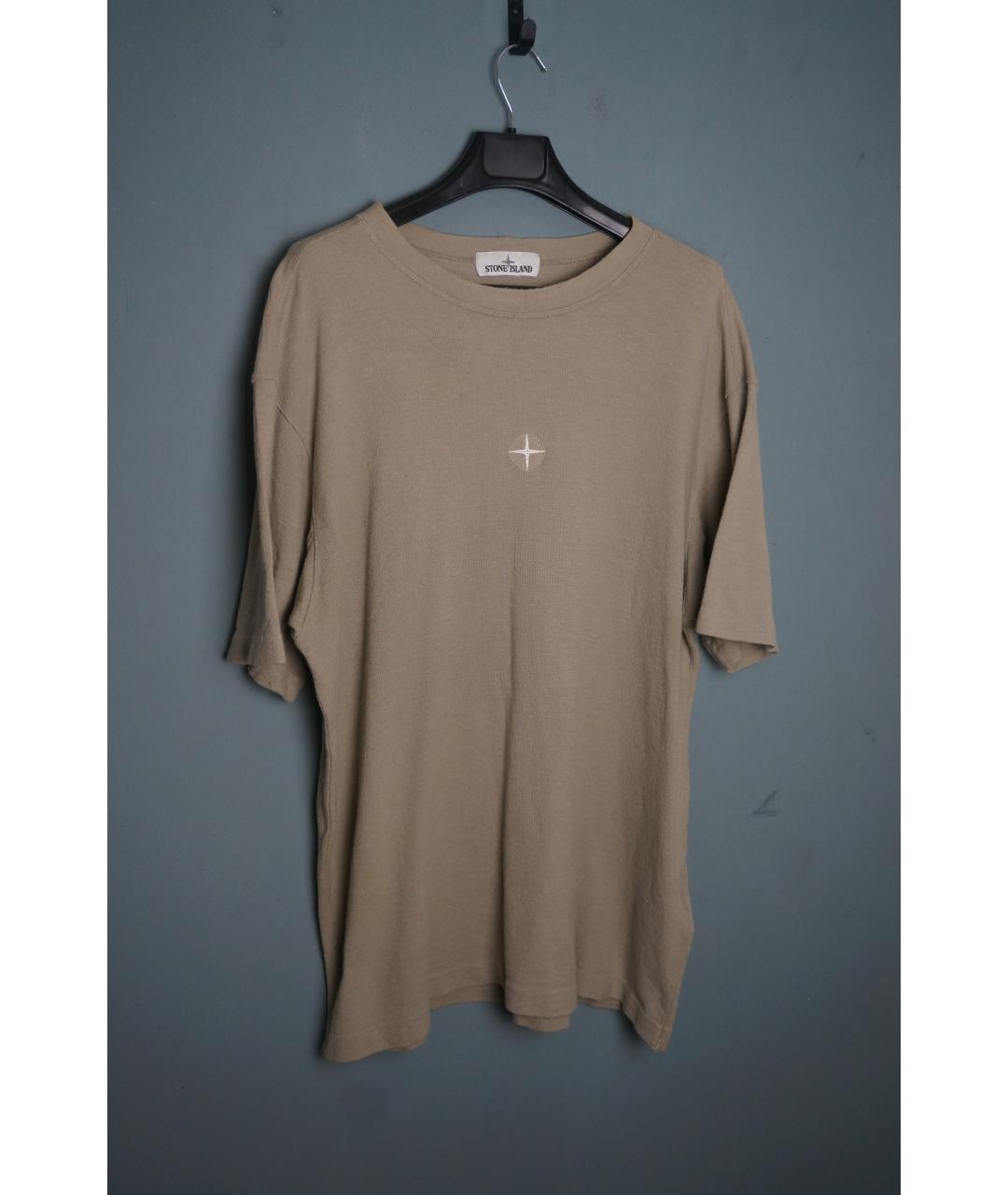 STONE ISLAND Бежевая хлопковая футболка, фото 10