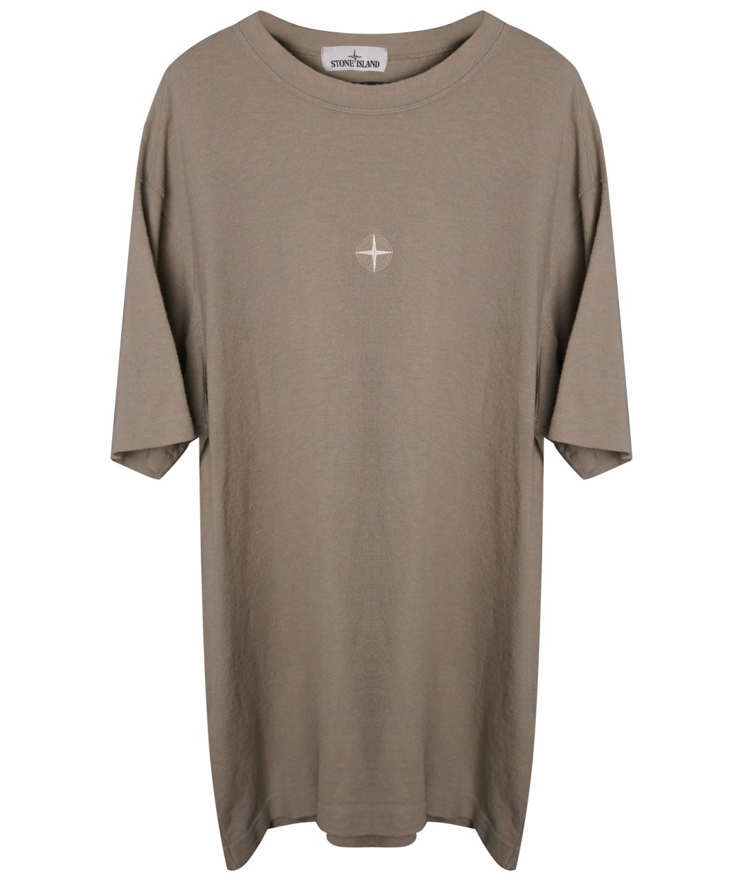 STONE ISLAND Бежевая хлопковая футболка, фото 1