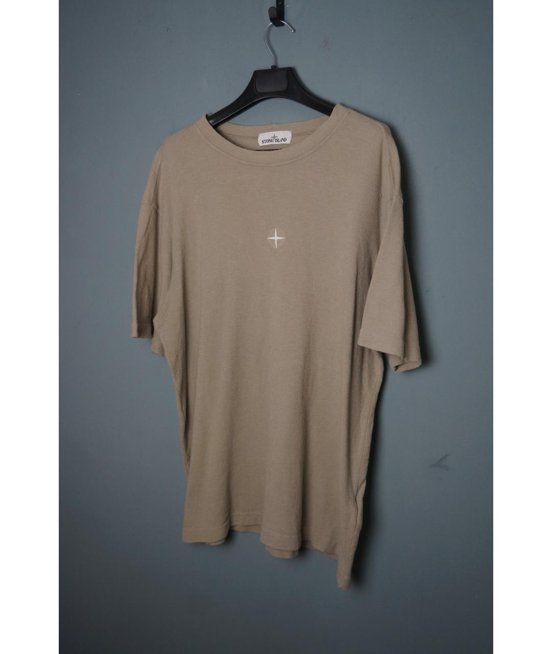 STONE ISLAND Бежевая хлопковая футболка, фото 2