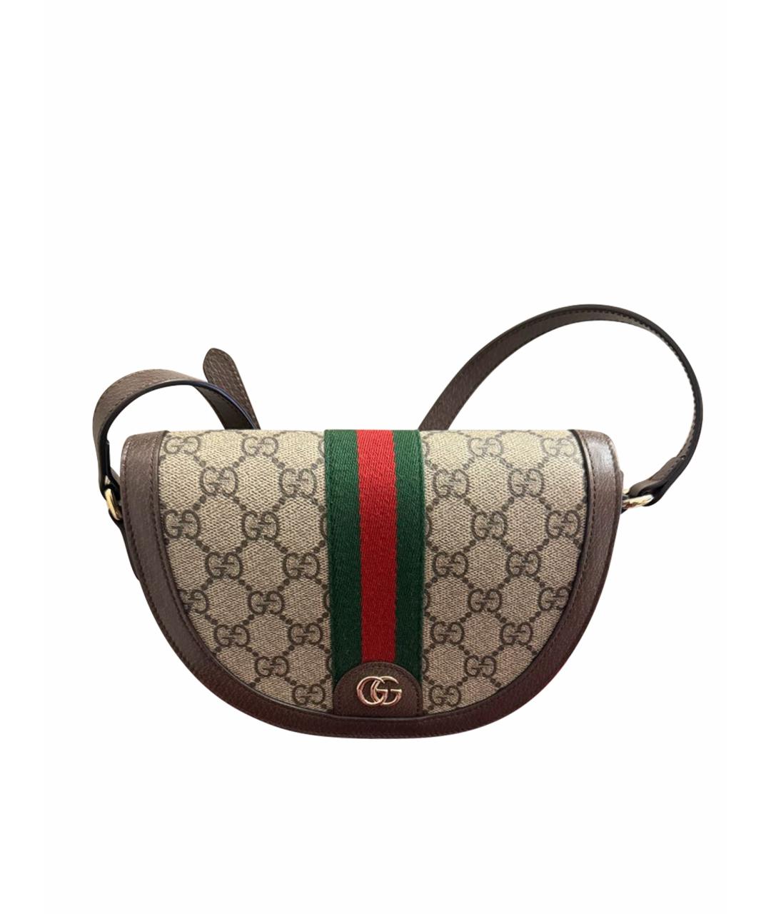 GUCCI Коричневая кожаная сумка через плечо, фото 6