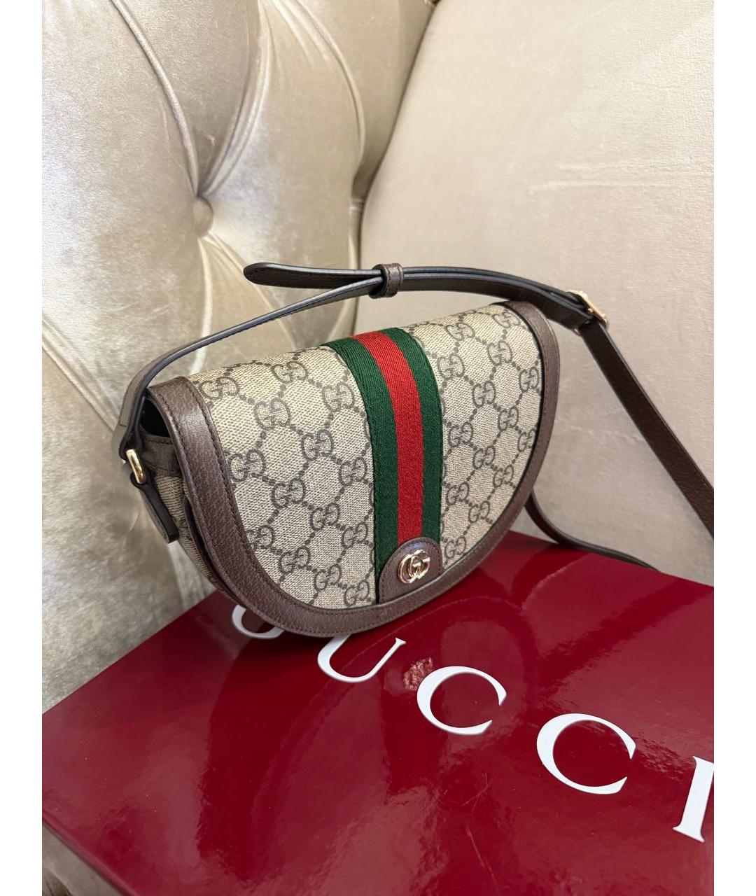 GUCCI Коричневая кожаная сумка через плечо, фото 2