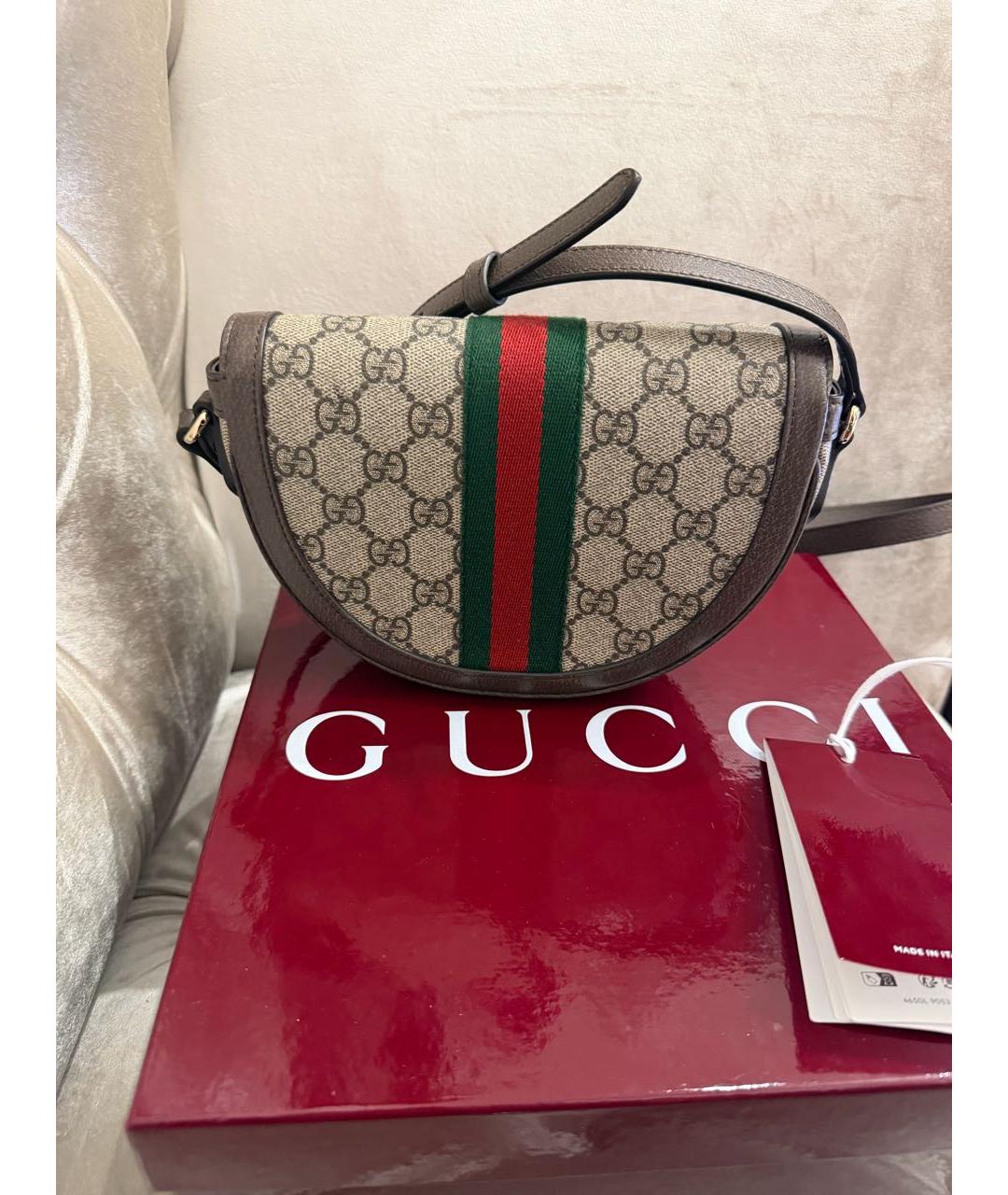 GUCCI Коричневая кожаная сумка через плечо, фото 3