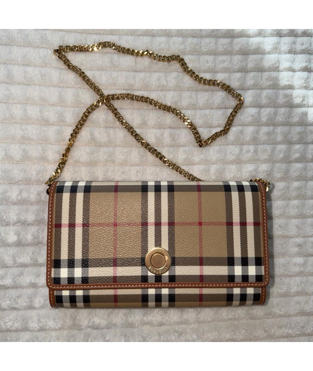 BURBERRY Коричневая сумка на плечо из канвы, фото 9
