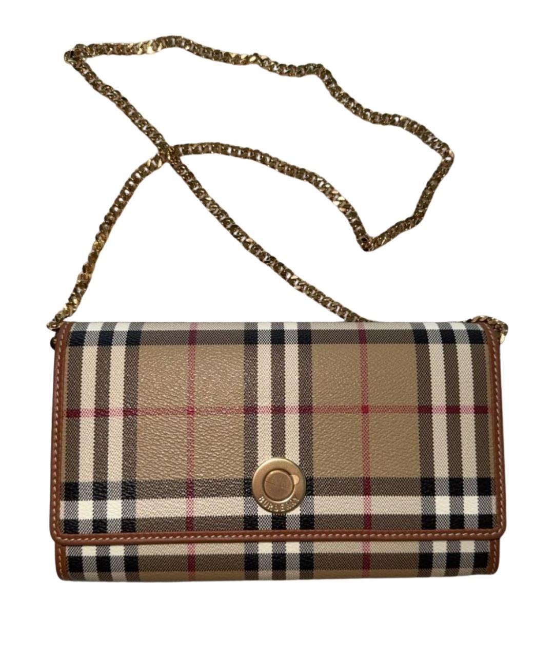 BURBERRY Коричневая сумка на плечо из канвы, фото 1