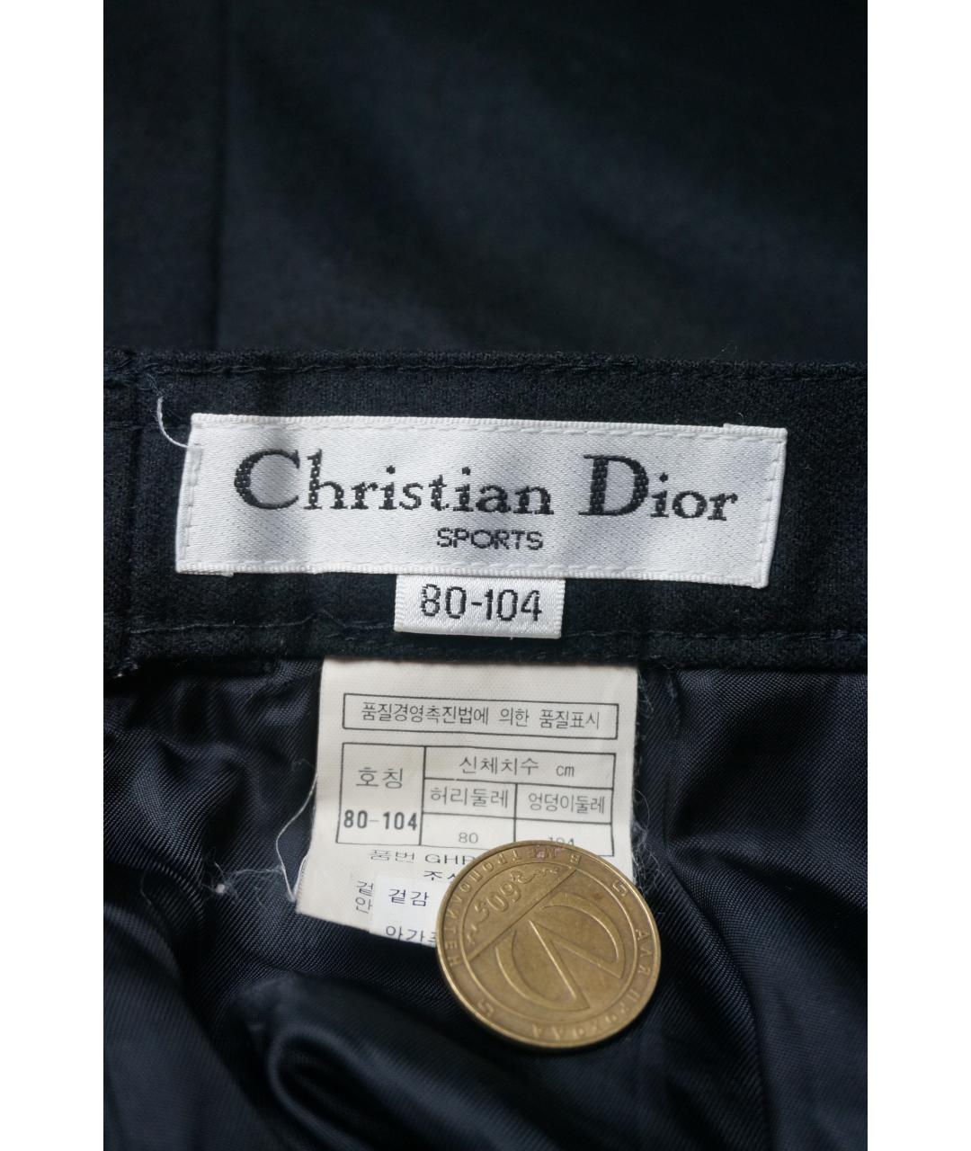 CHRISTIAN DIOR Черные хлопковые классические брюки, фото 9