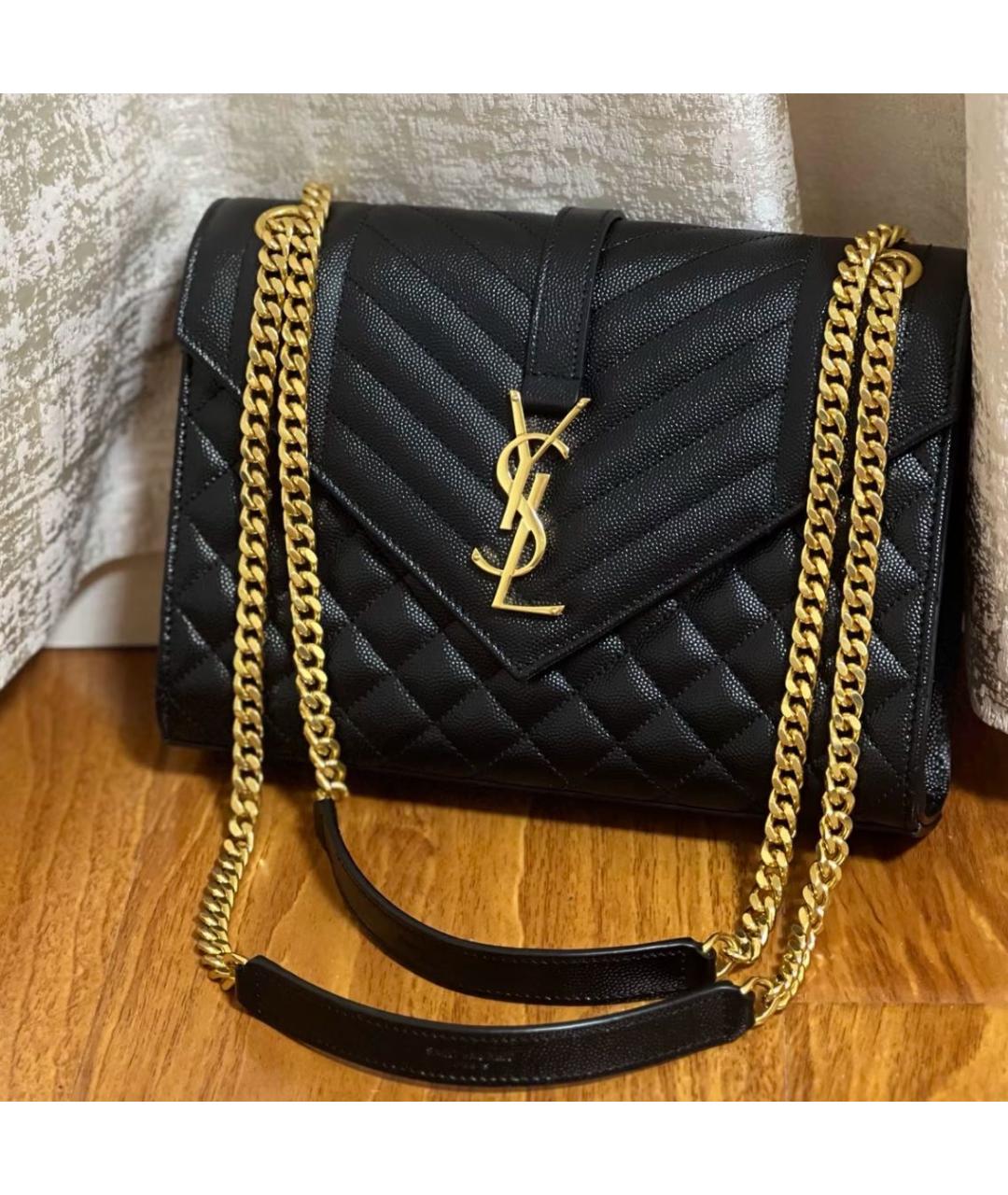 SAINT LAURENT Черная кожаная сумка через плечо, фото 4