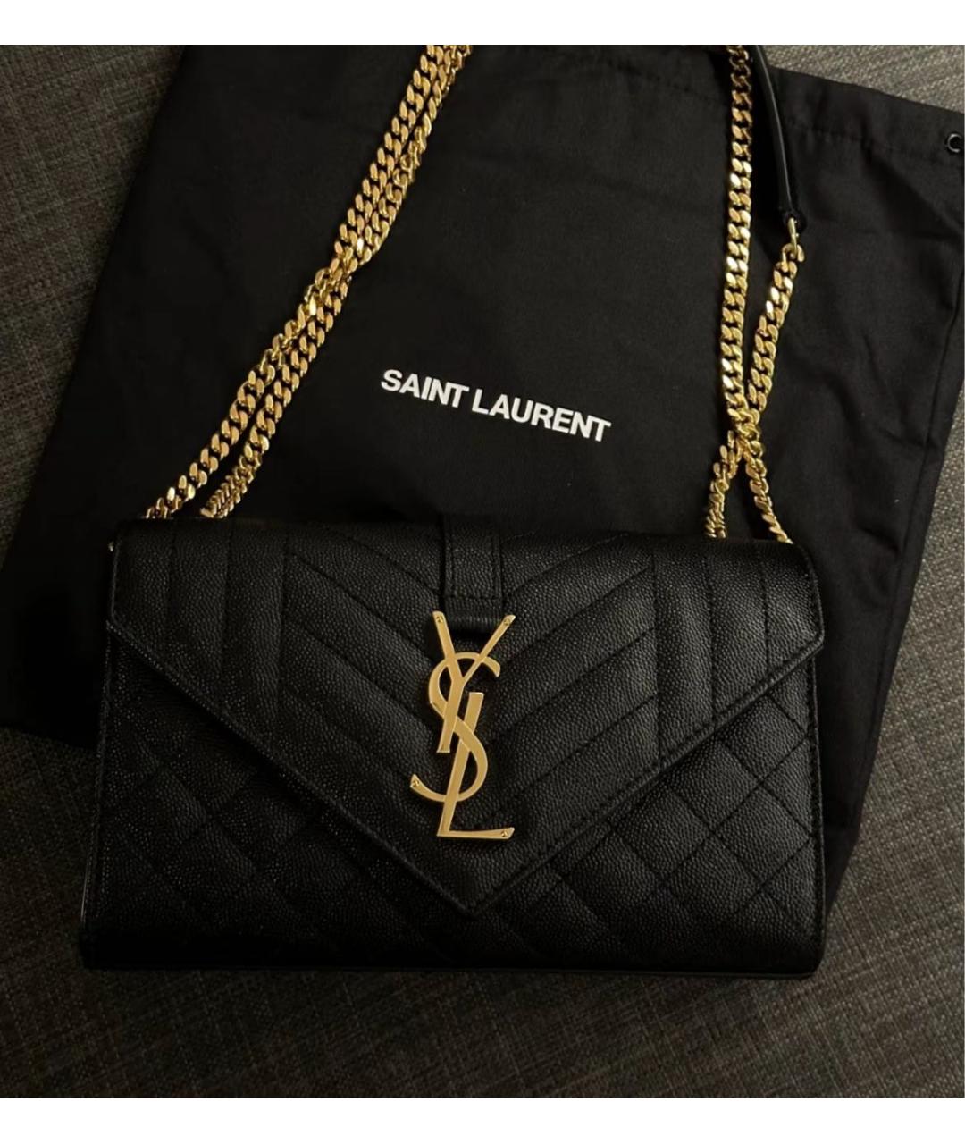 SAINT LAURENT Черная кожаная сумка через плечо, фото 3