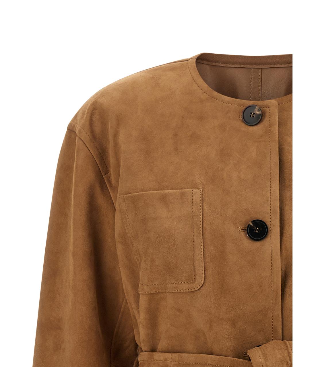 MAX MARA STUDIO Коричневая замшевая куртка, фото 3