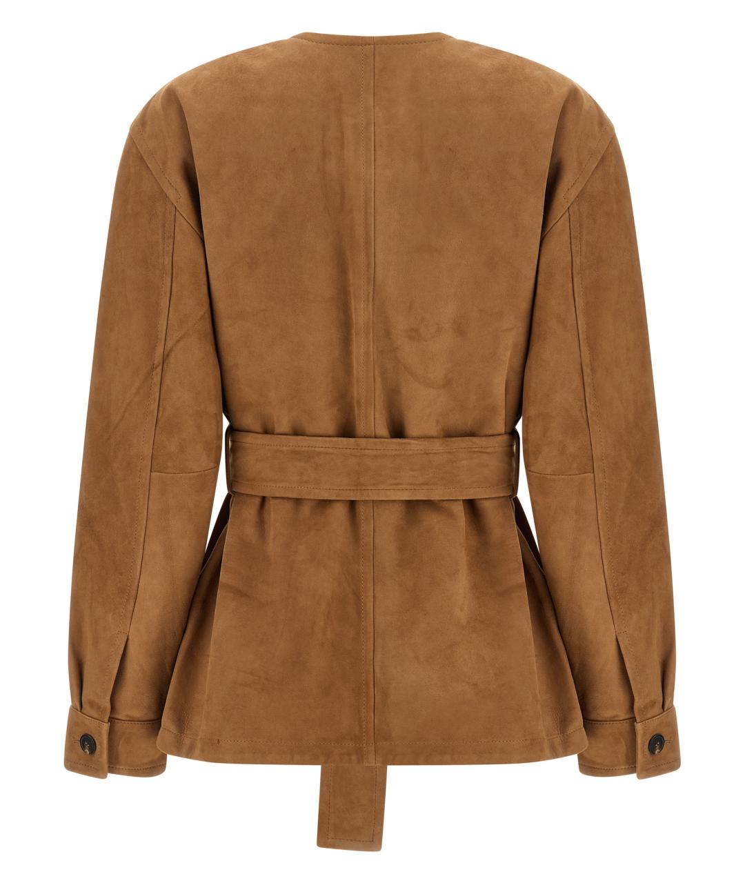 MAX MARA STUDIO Коричневая замшевая куртка, фото 2