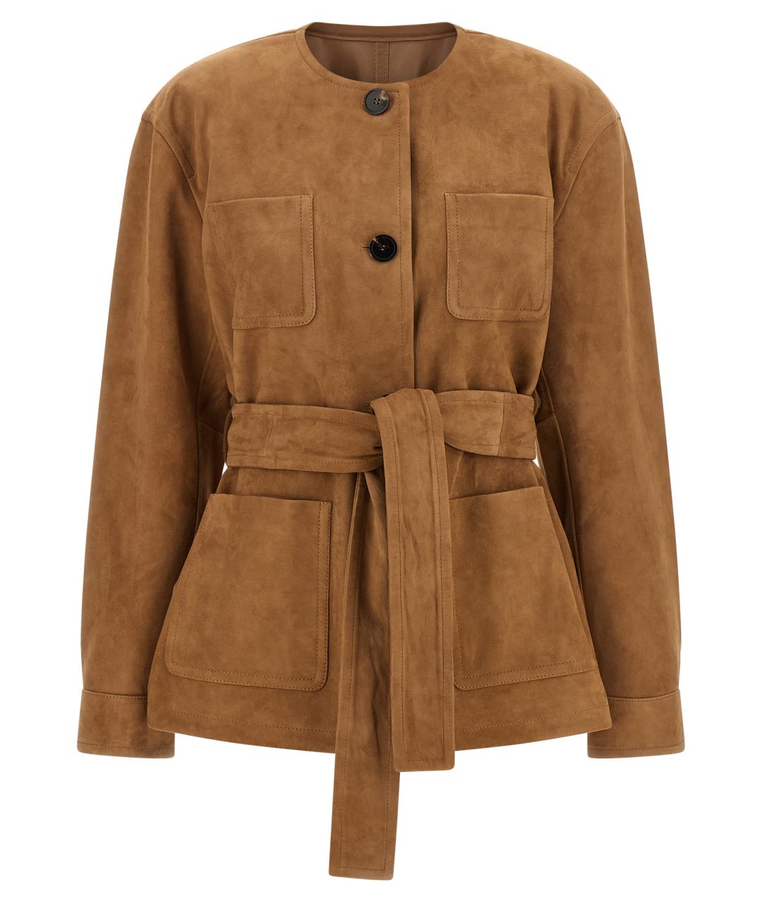 MAX MARA STUDIO Коричневая замшевая куртка, фото 1