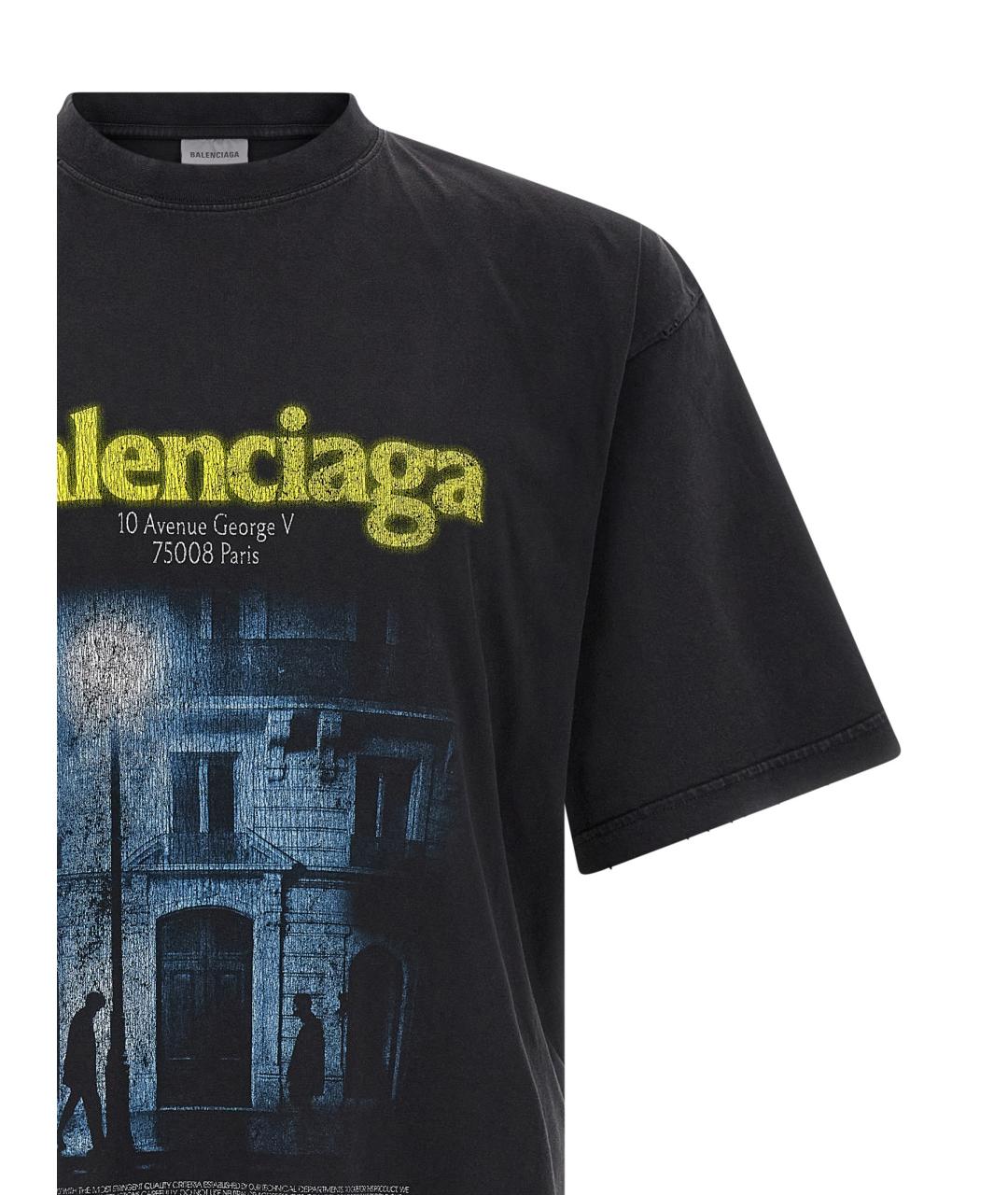 BALENCIAGA Черная хлопковая футболка, фото 3