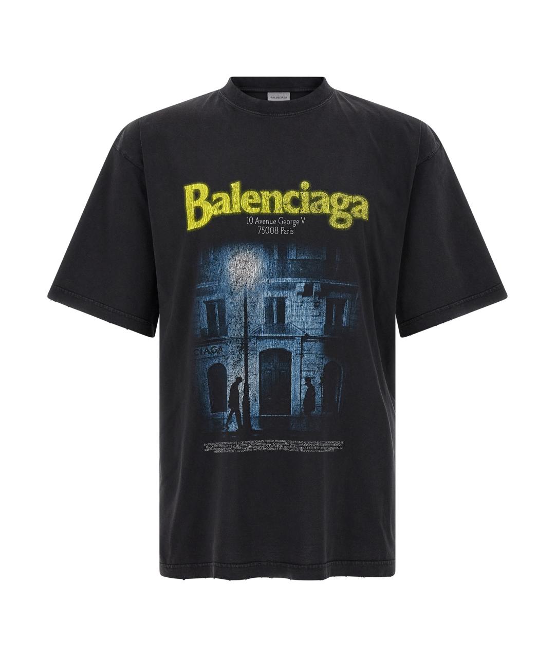 BALENCIAGA Черная хлопковая футболка, фото 1