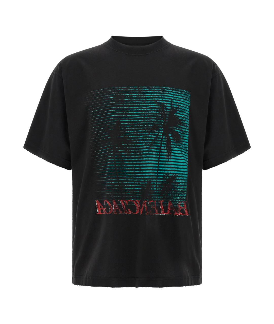 BALENCIAGA Черная хлопковая футболка, фото 1