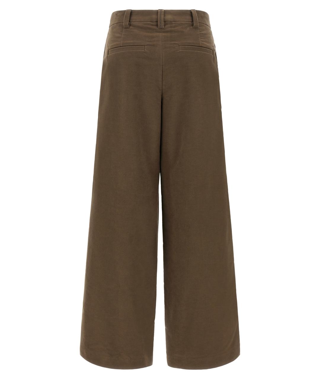 BRUNELLO CUCINELLI Коричневые хлопковые брюки широкие, фото 2