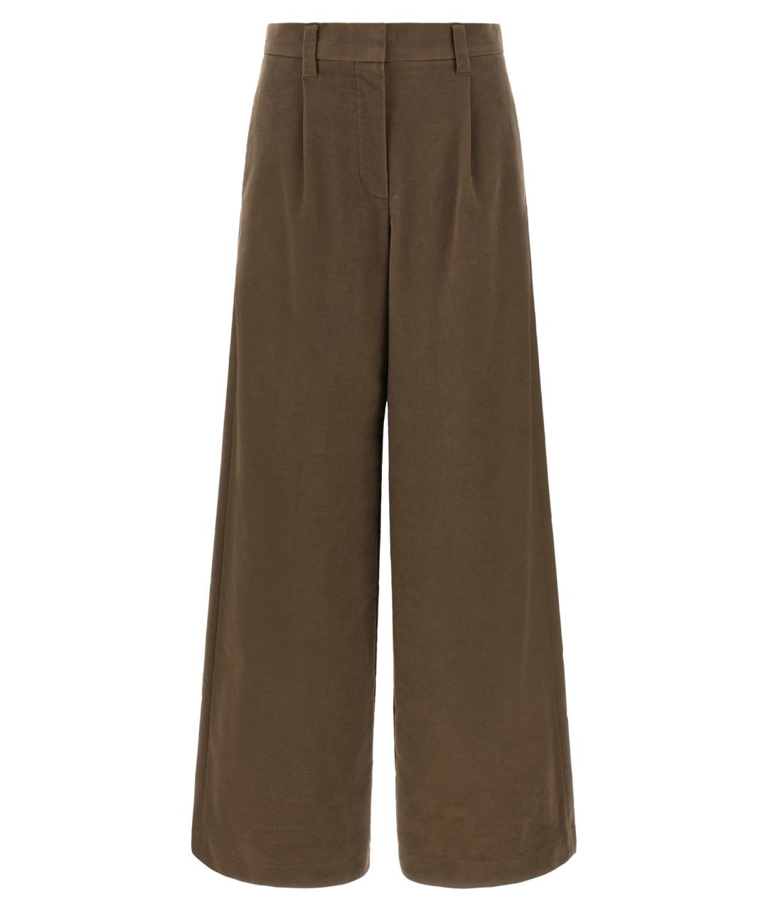 BRUNELLO CUCINELLI Коричневые хлопковые брюки широкие, фото 1