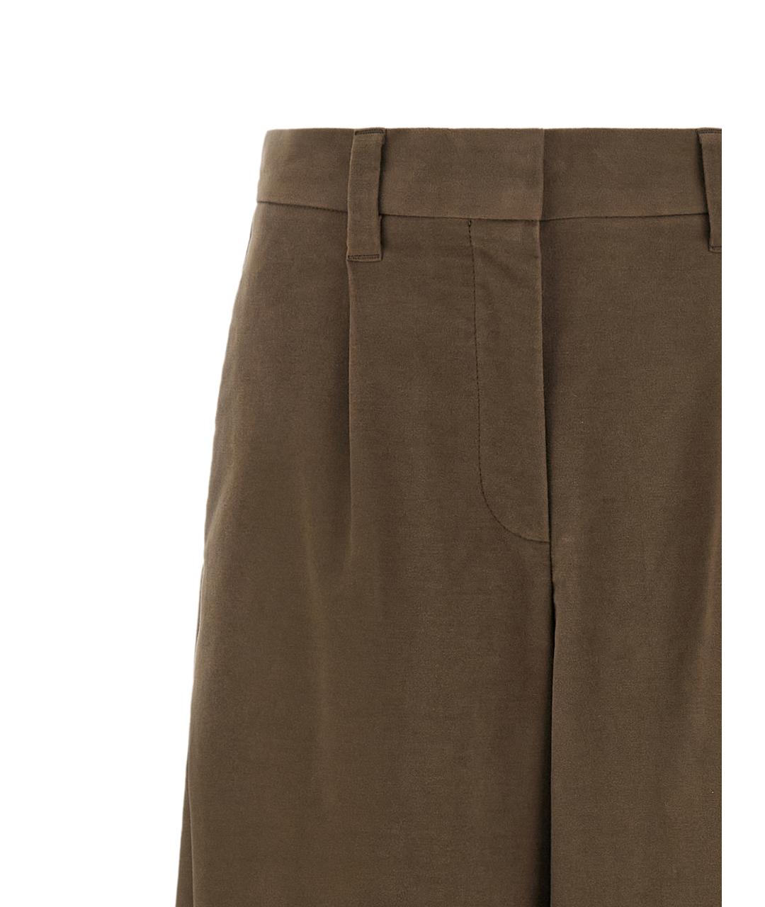 BRUNELLO CUCINELLI Коричневые хлопковые брюки широкие, фото 3