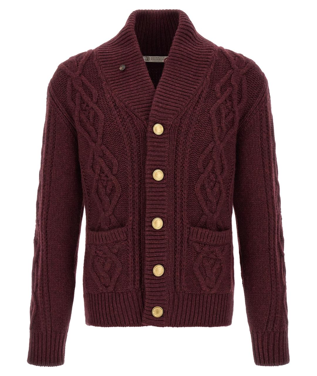 BRUNELLO CUCINELLI Бордовый кашемировый кардиган, фото 1