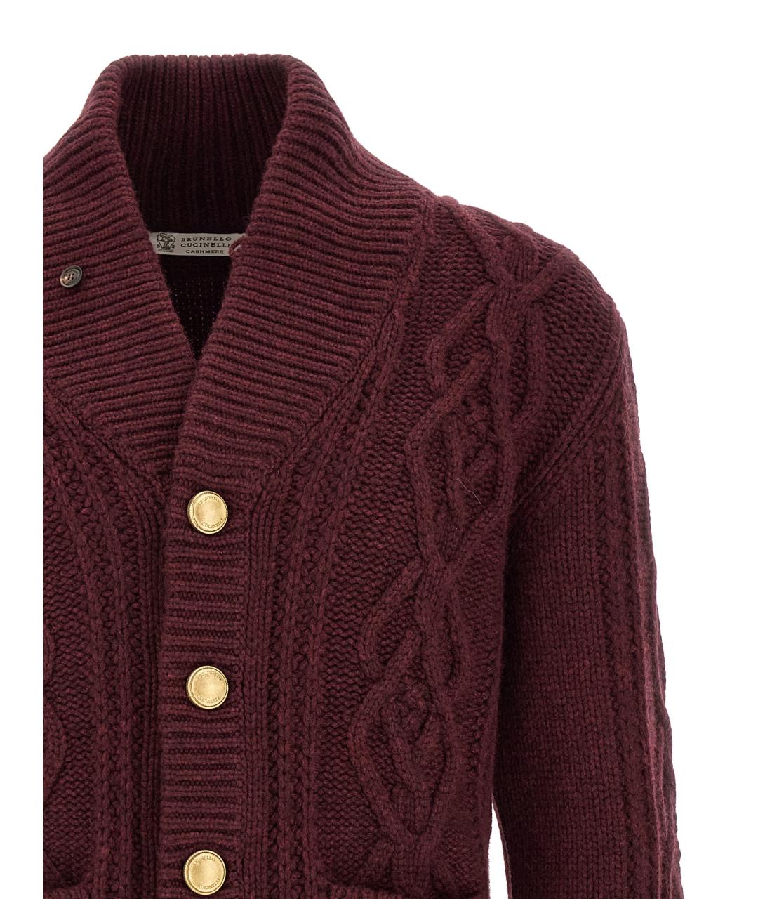 BRUNELLO CUCINELLI Бордовый кашемировый кардиган, фото 3