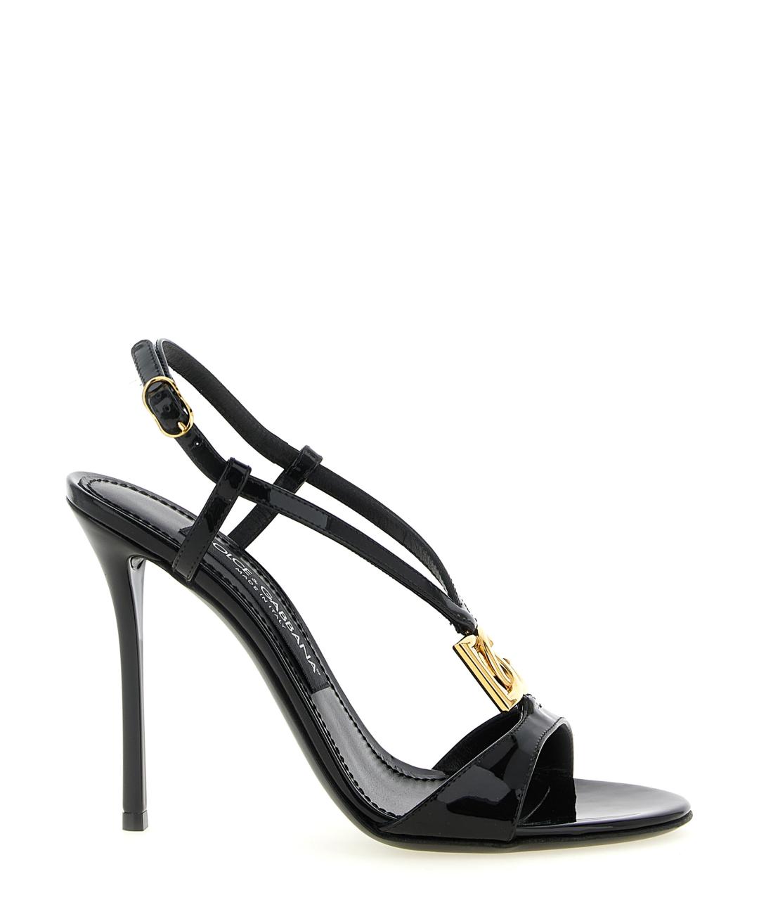 DOLCE&GABBANA Черные босоножки из лакированной кожи, фото 1