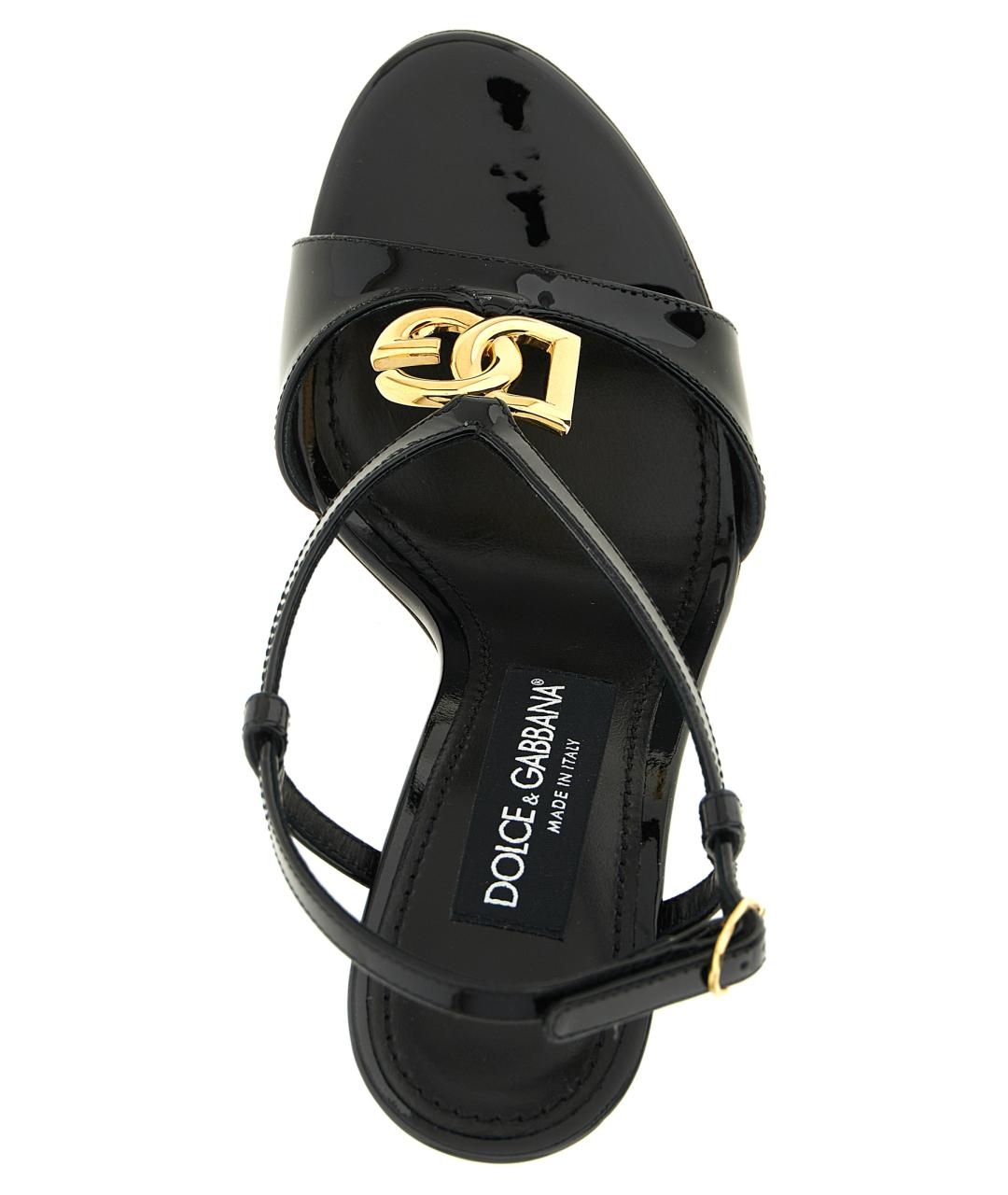 DOLCE&GABBANA Черные босоножки из лакированной кожи, фото 4