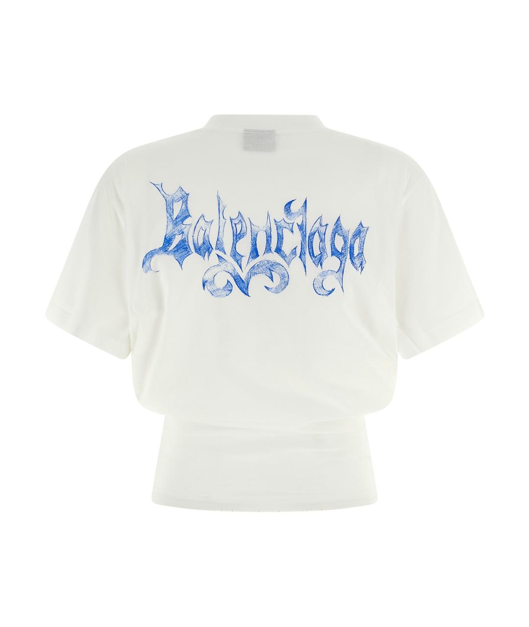 BALENCIAGA Белая хлопковая футболка, фото 2