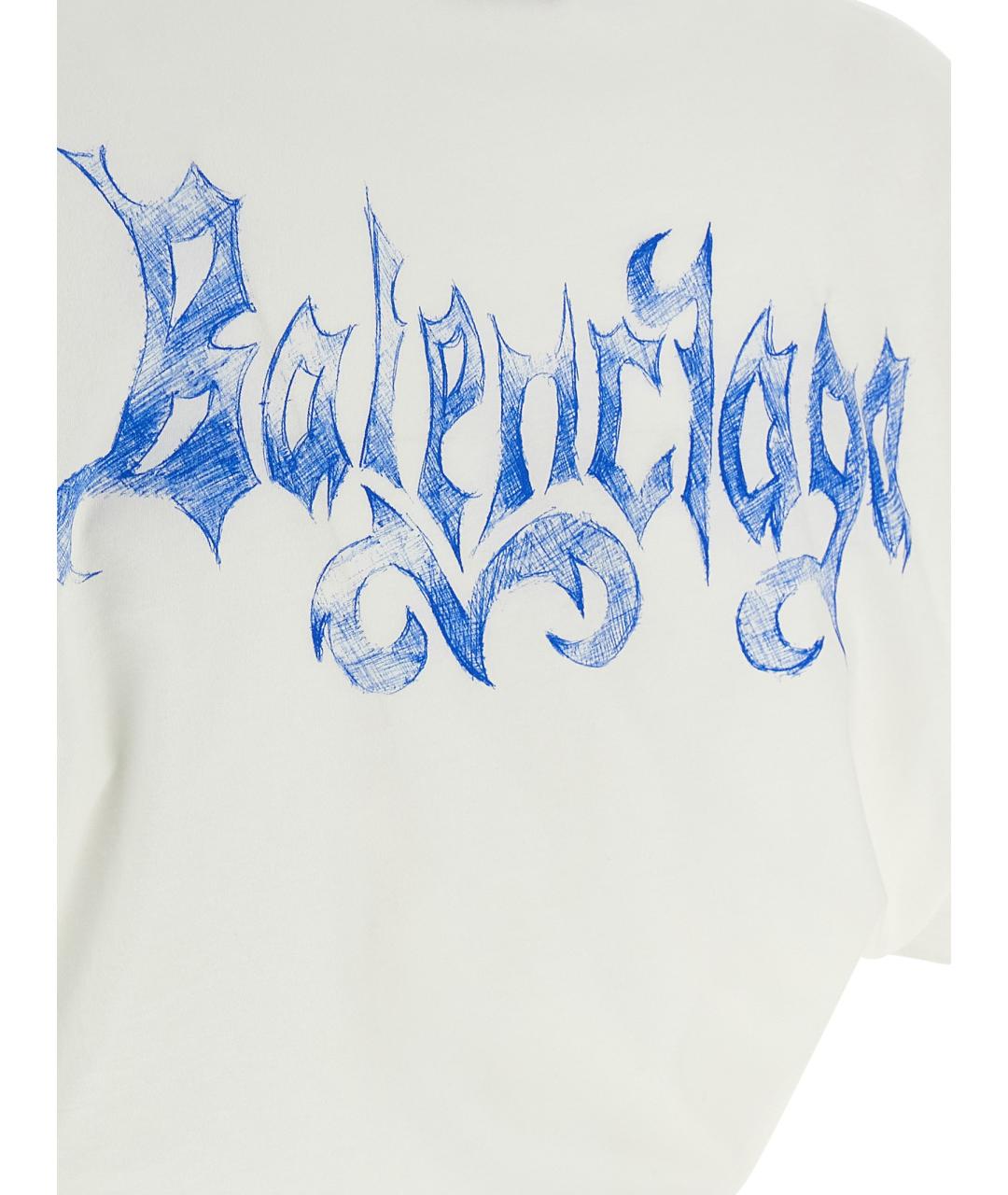 BALENCIAGA Белая хлопковая футболка, фото 4