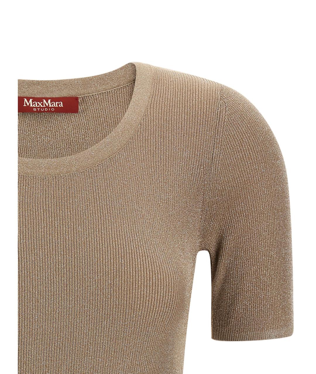MAX MARA STUDIO Бежевая полиамидовая футболка, фото 3