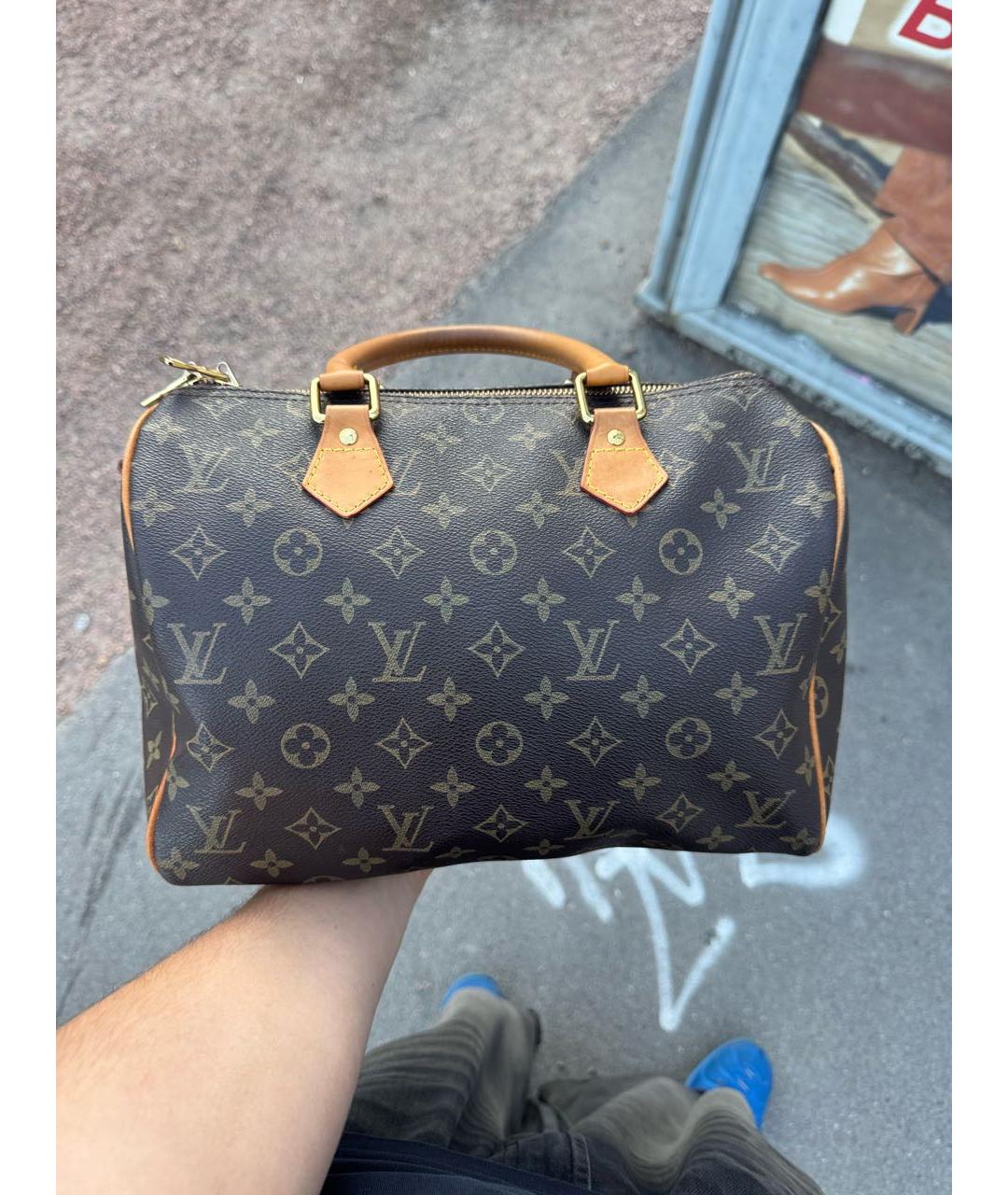 LOUIS VUITTON Коричневая сумка с короткими ручками из канвы, фото 8