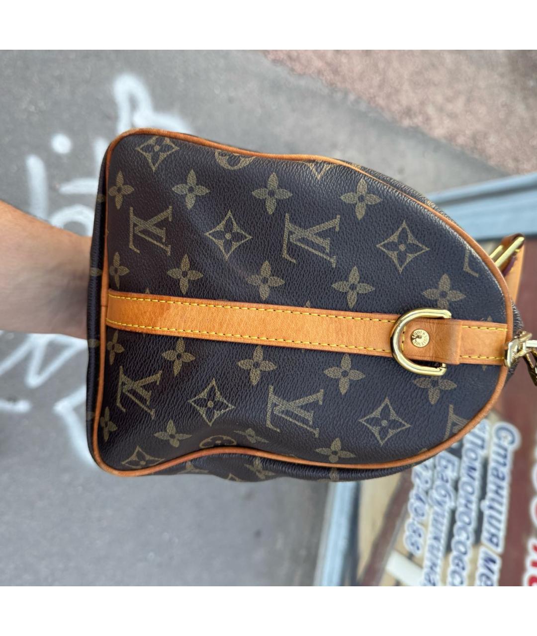 LOUIS VUITTON Коричневая сумка с короткими ручками из канвы, фото 2