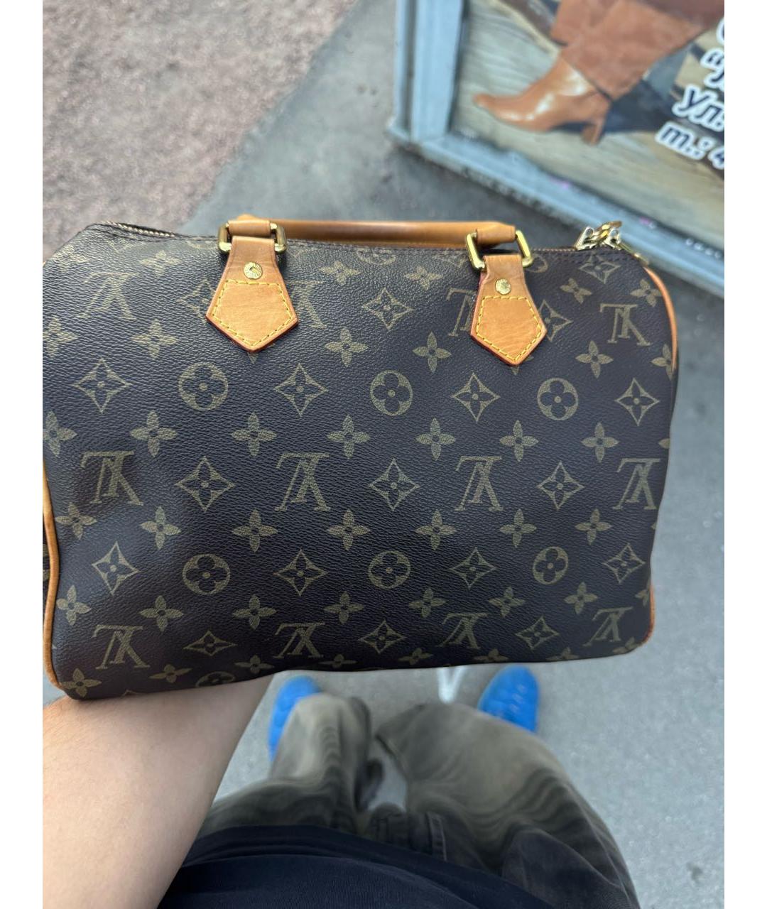 LOUIS VUITTON Коричневая сумка с короткими ручками из канвы, фото 3
