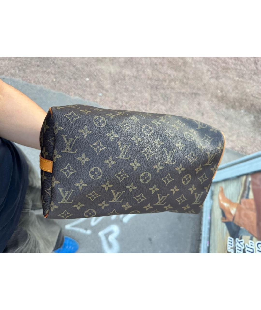 LOUIS VUITTON Коричневая сумка с короткими ручками из канвы, фото 6