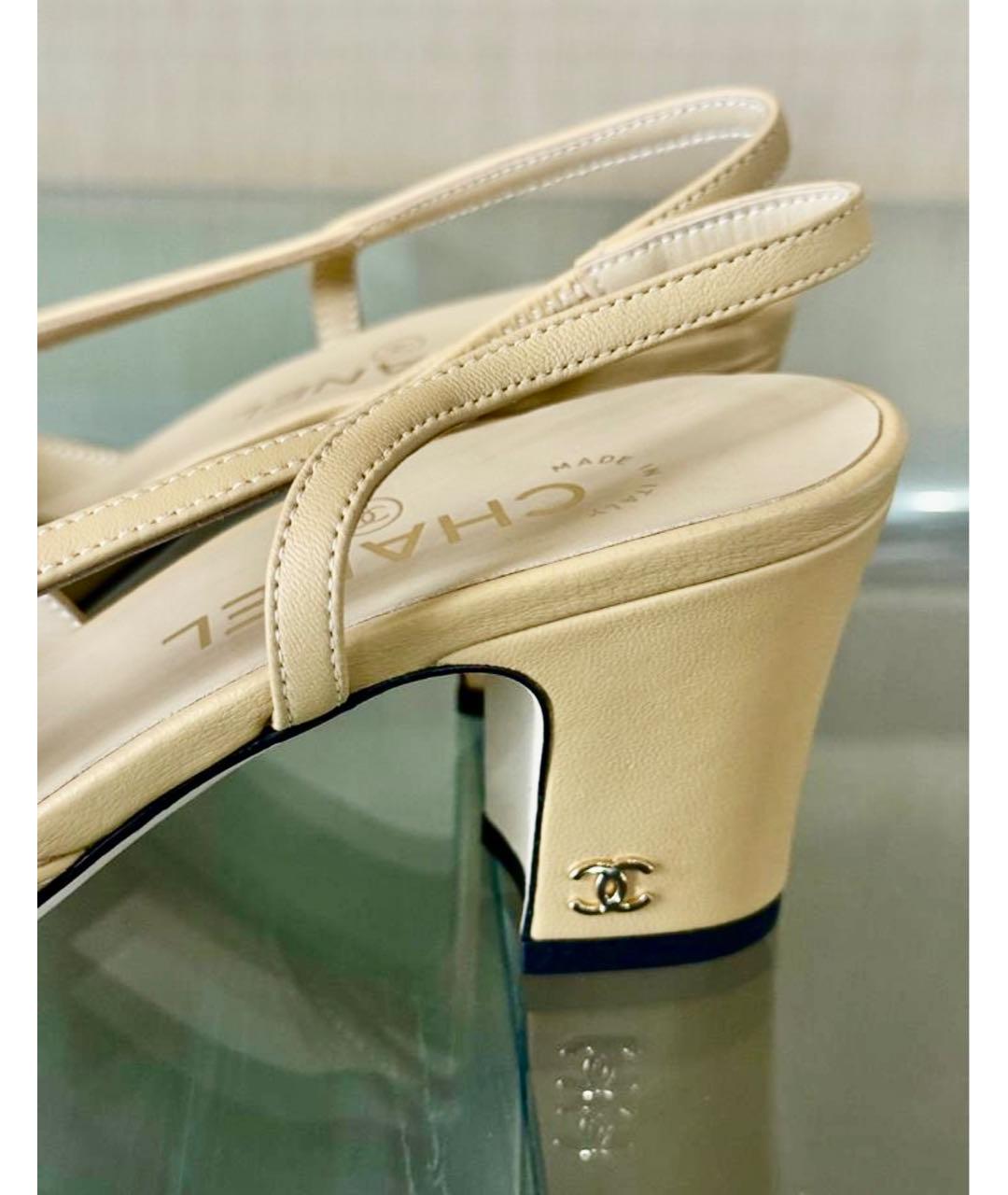 CHANEL Бежевые кожаные туфли, фото 7