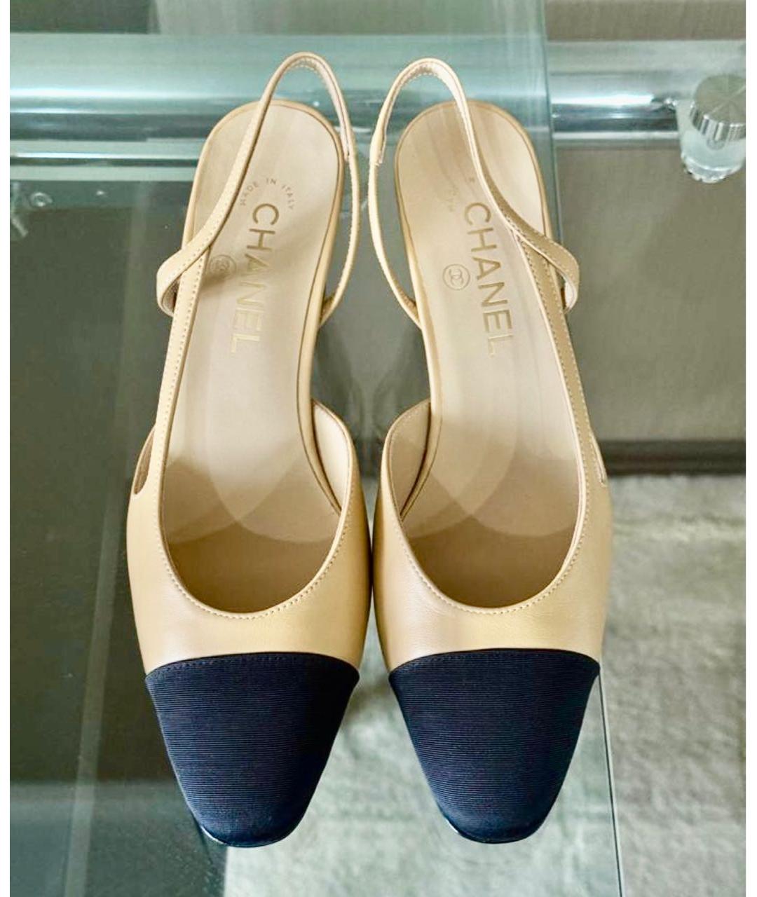 CHANEL Бежевые кожаные туфли, фото 6