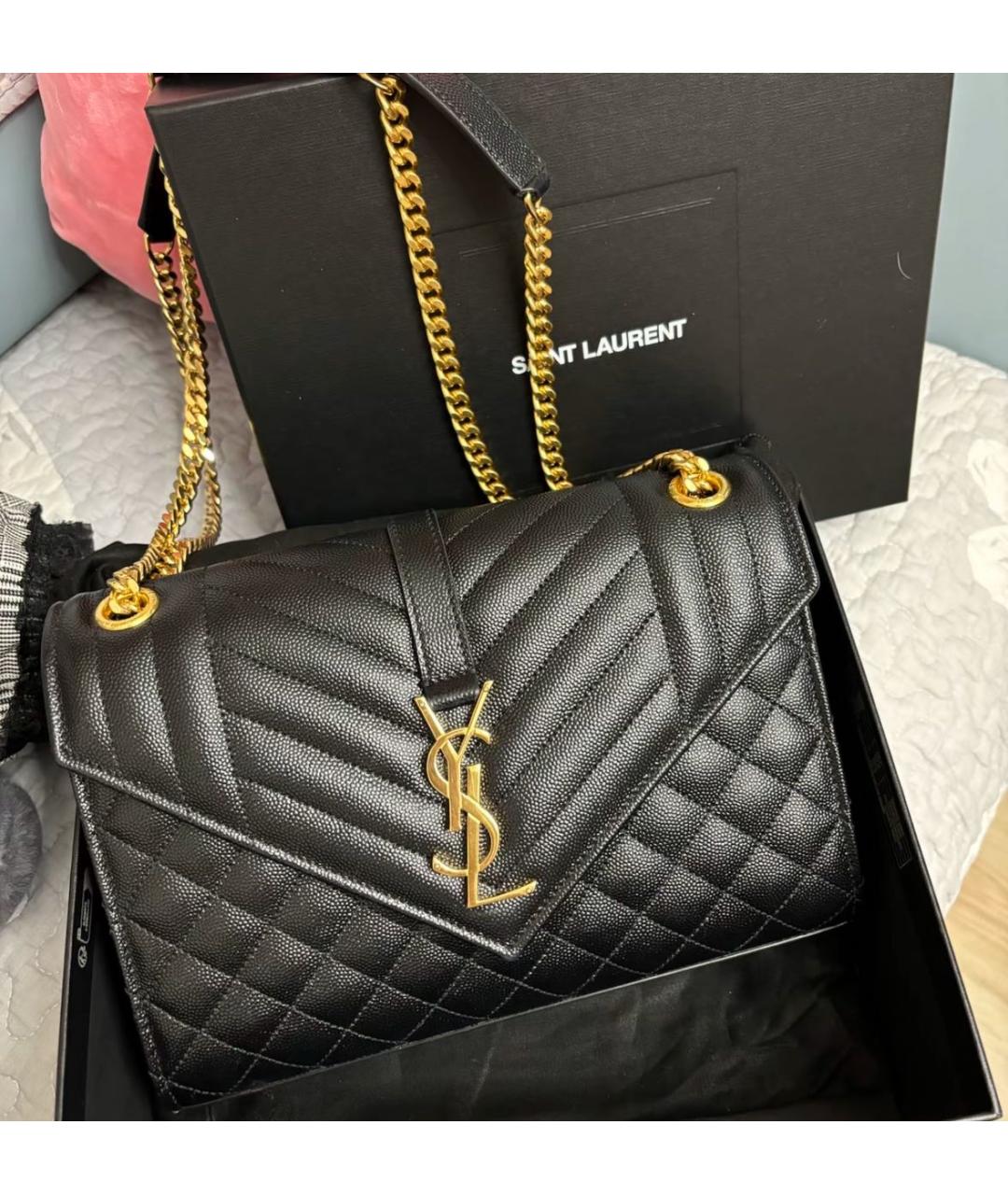 SAINT LAURENT Черная кожаная сумка через плечо, фото 3