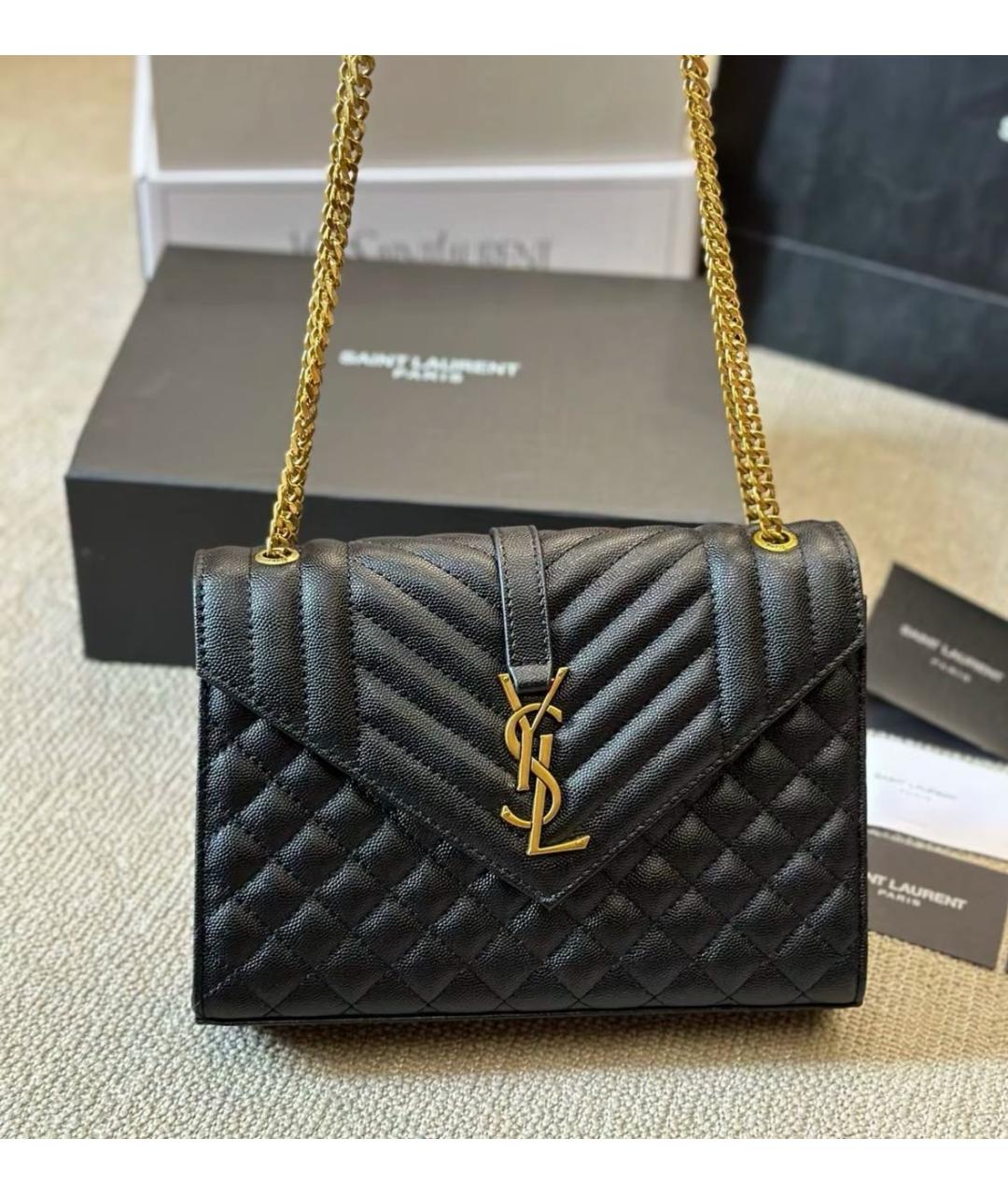 SAINT LAURENT Черная кожаная сумка через плечо, фото 4