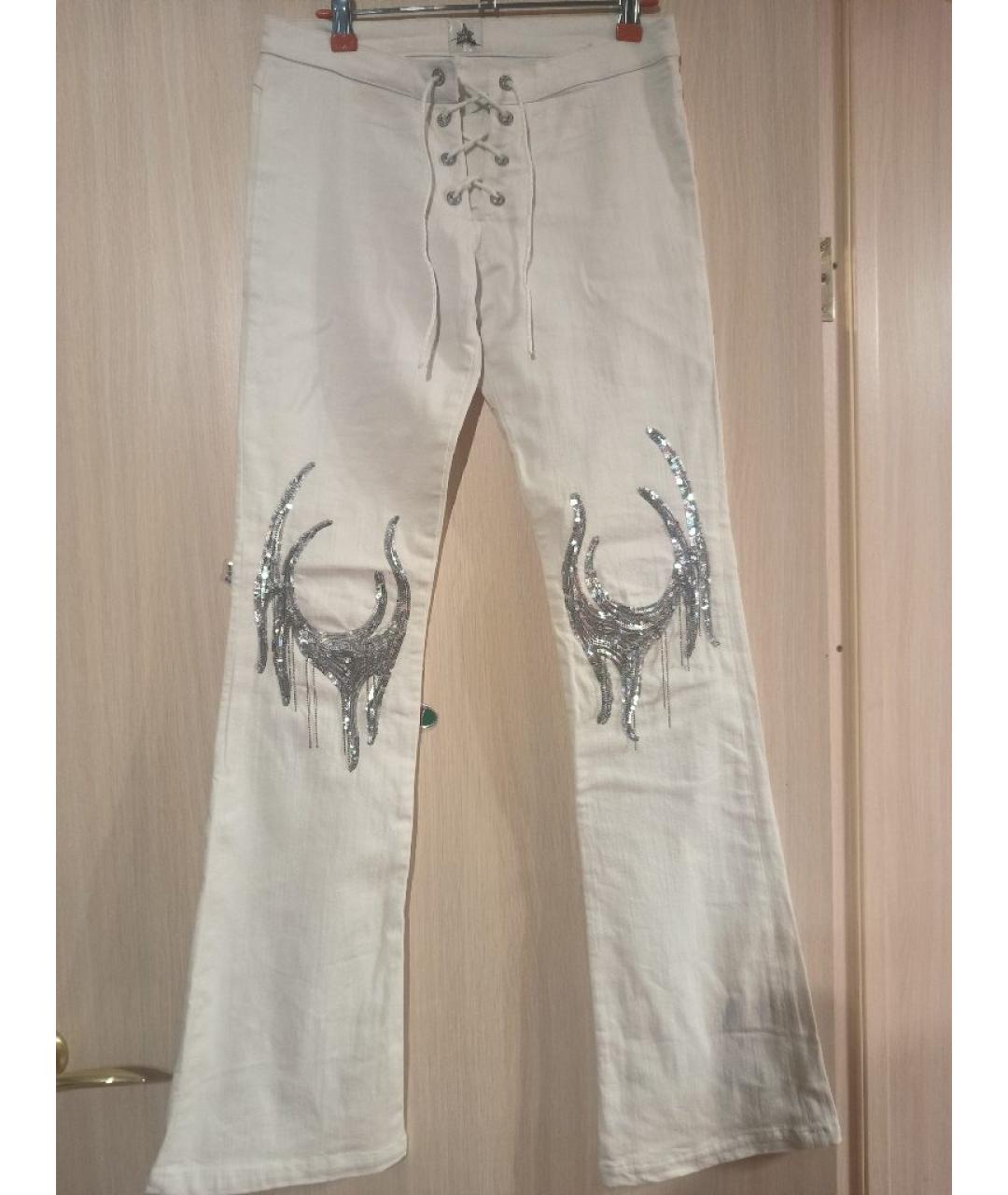 THIERRY MUGLER VINTAGE Белые хлопко-эластановые джинсы клеш, фото 9