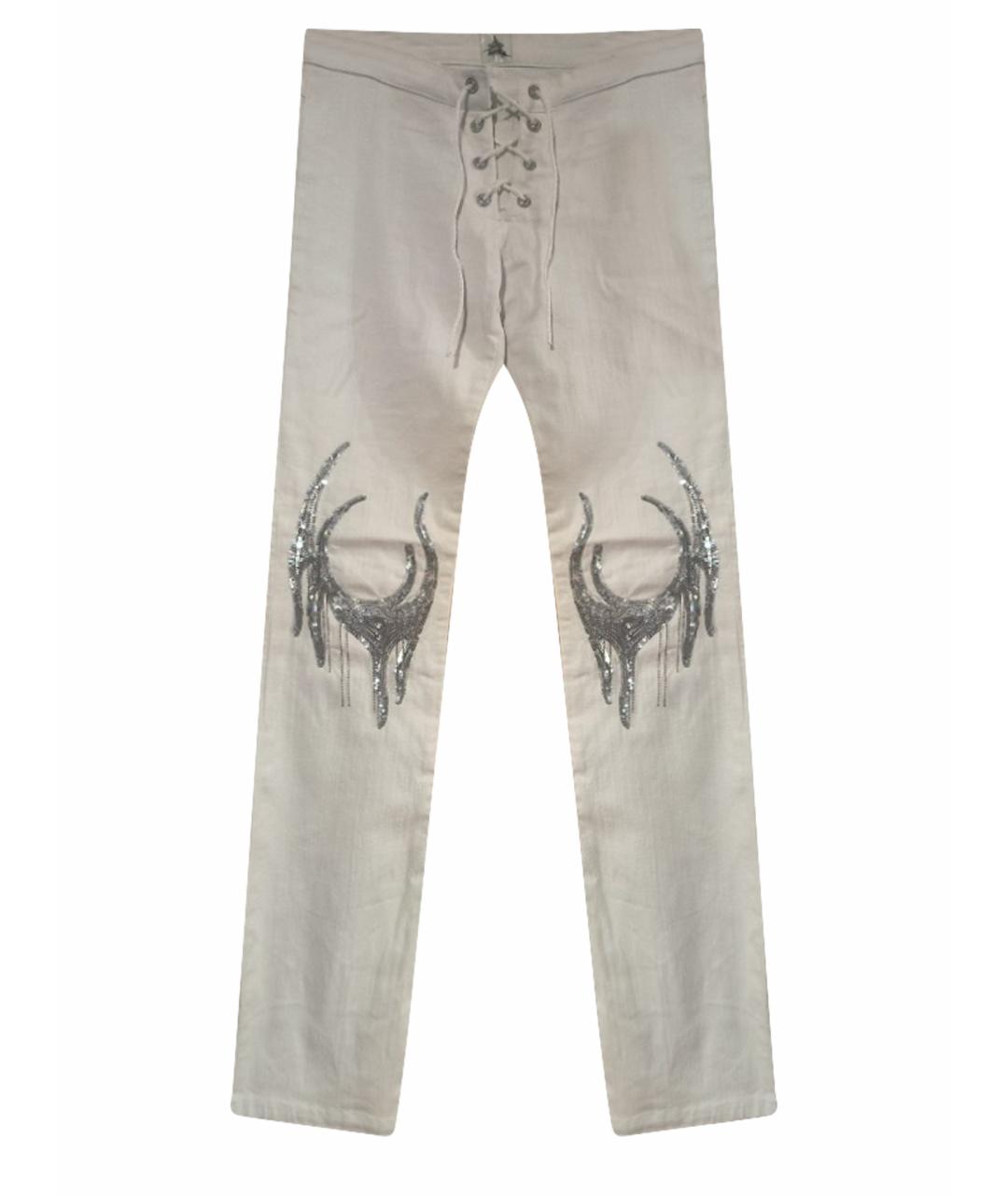 THIERRY MUGLER VINTAGE Белые хлопко-эластановые джинсы клеш, фото 1