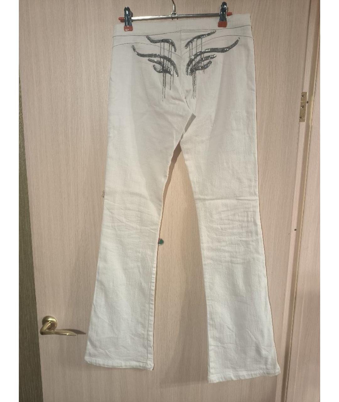 THIERRY MUGLER VINTAGE Белые хлопко-эластановые джинсы клеш, фото 2