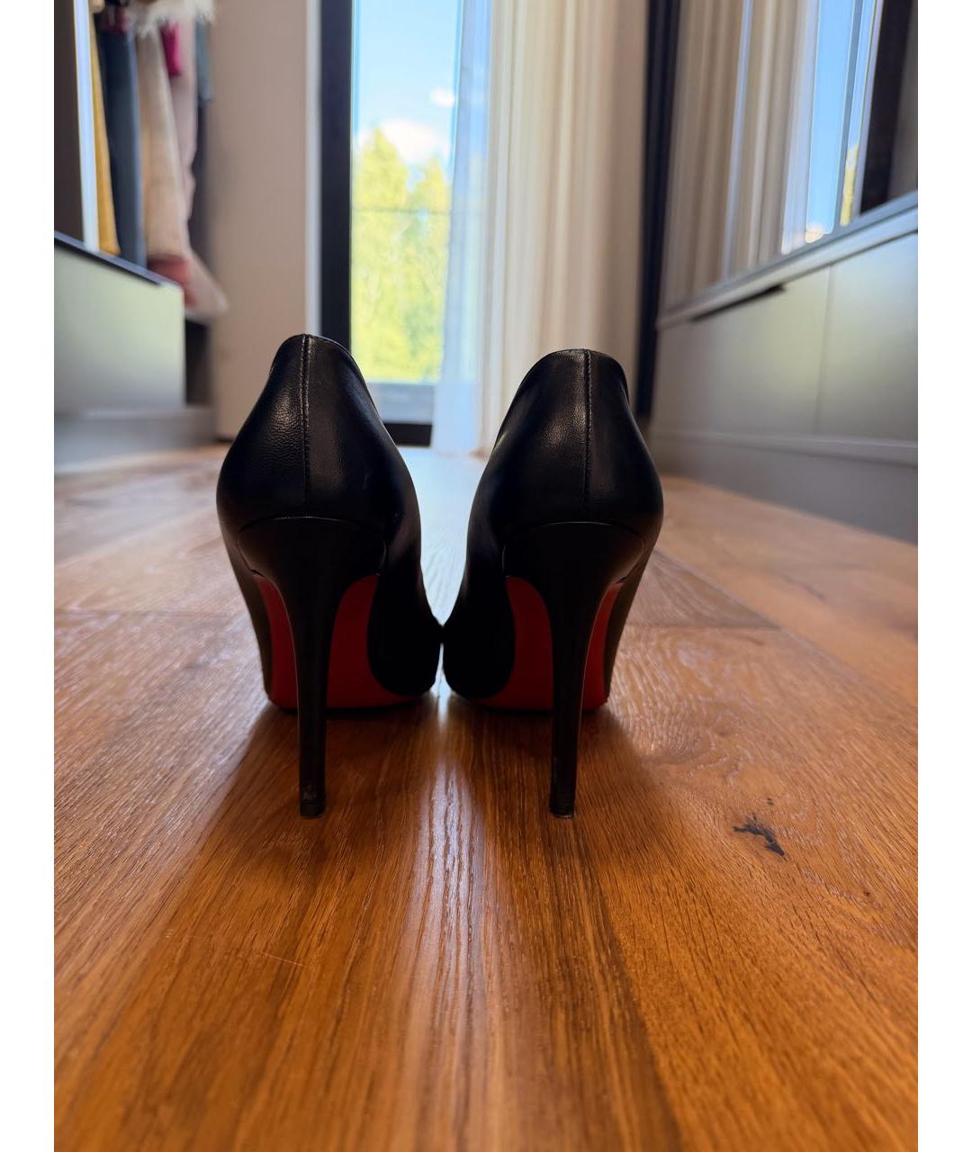 CHRISTIAN LOUBOUTIN Черные кожаные туфли, фото 4
