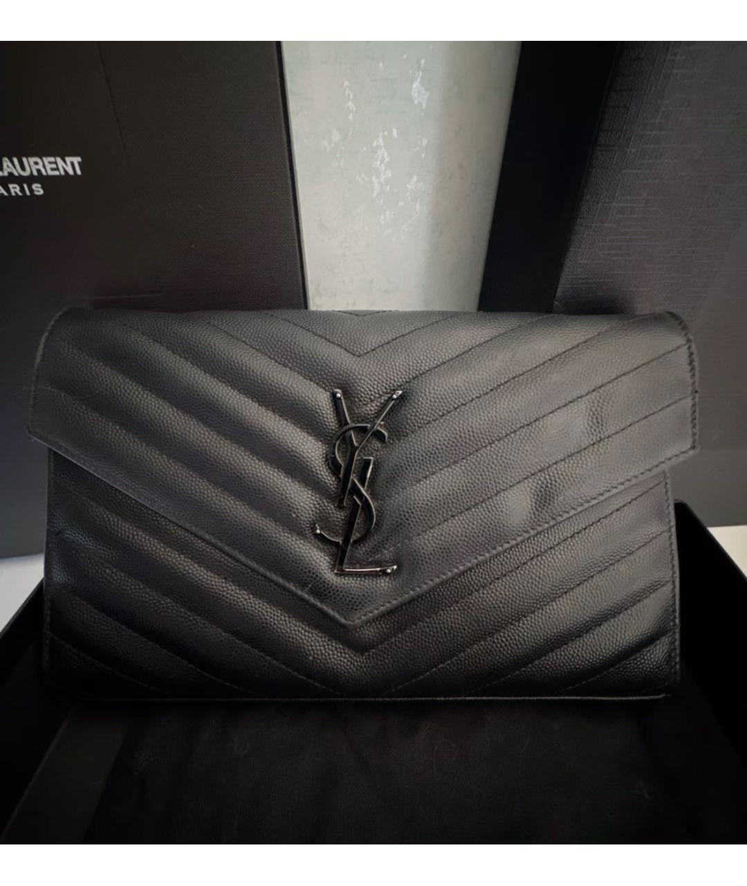 SAINT LAURENT Черная кожаная сумка через плечо, фото 4