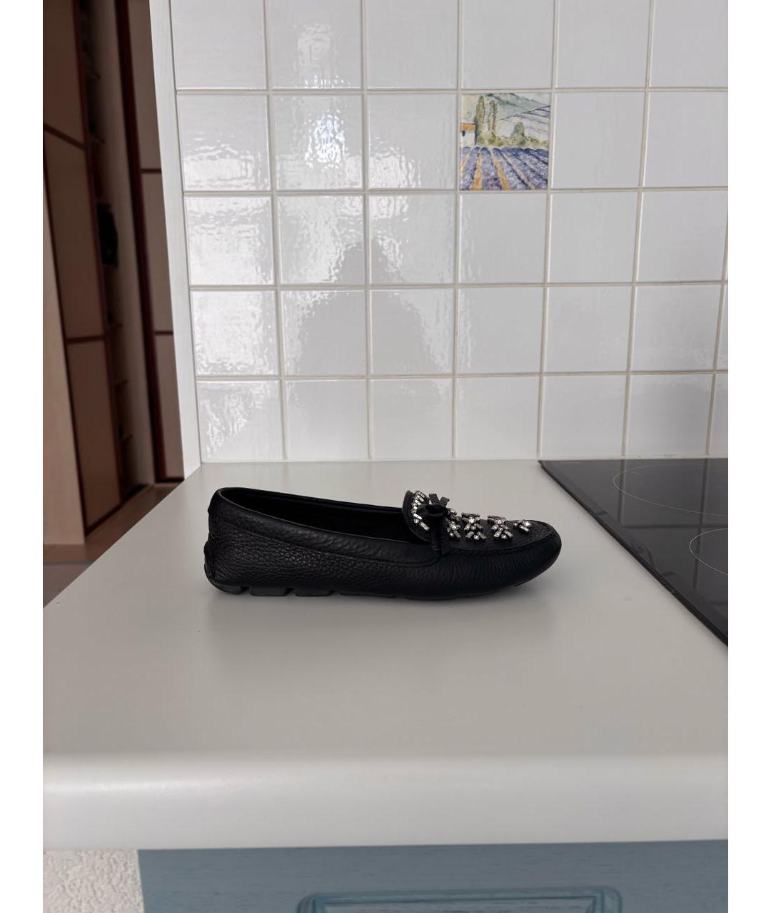 PRADA Черные кожаные мокасины, фото 6