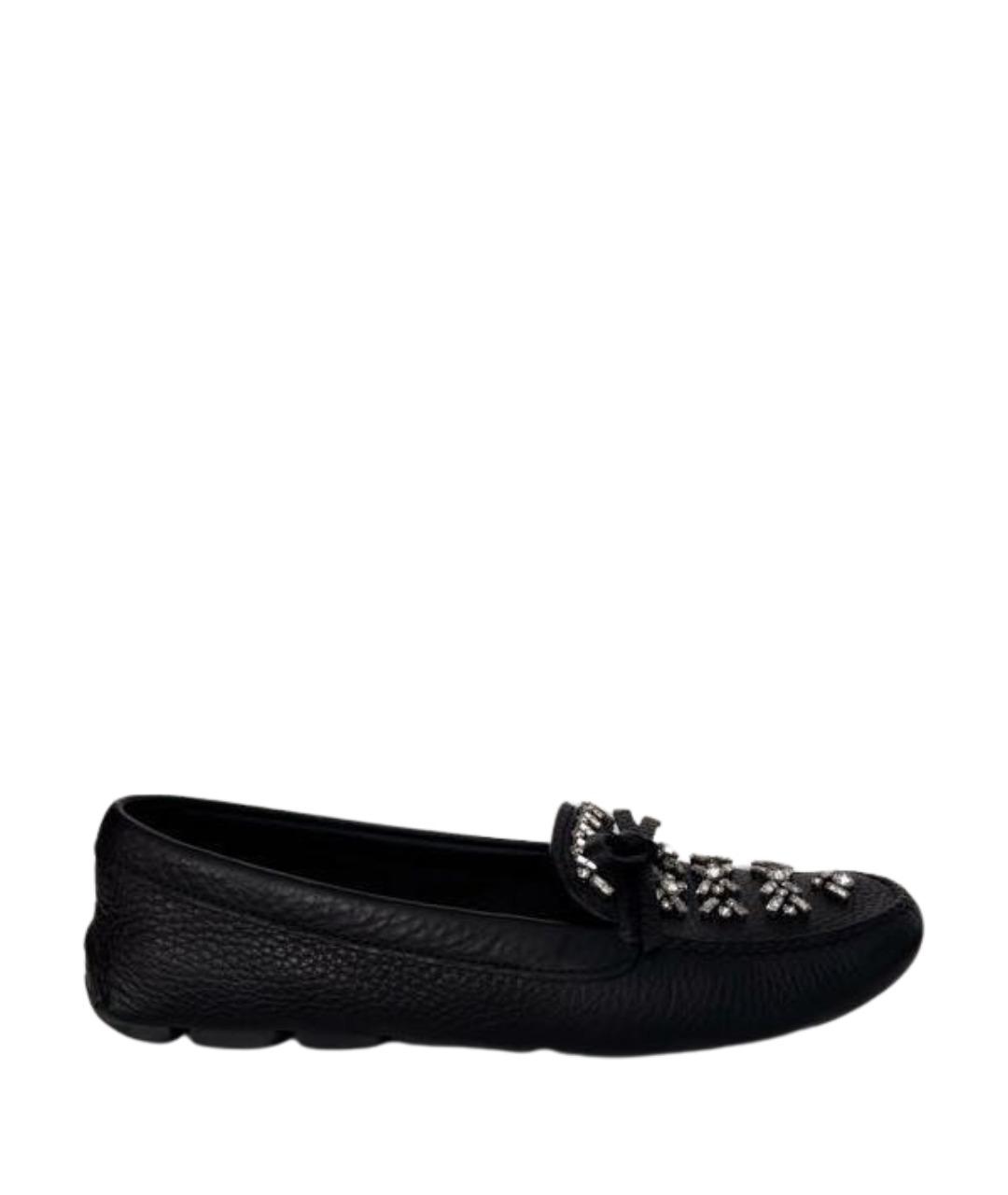 PRADA Черные кожаные мокасины, фото 1