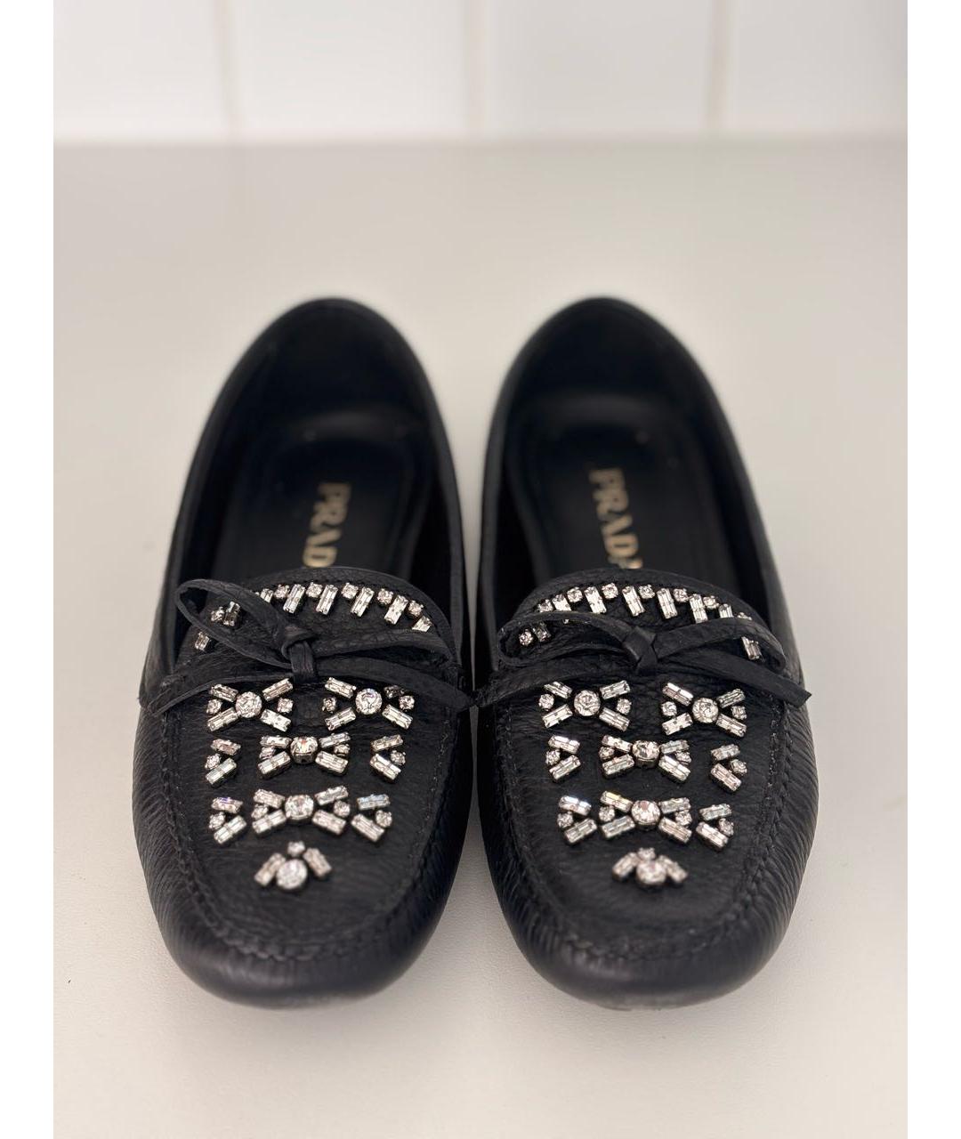 PRADA Черные кожаные мокасины, фото 2
