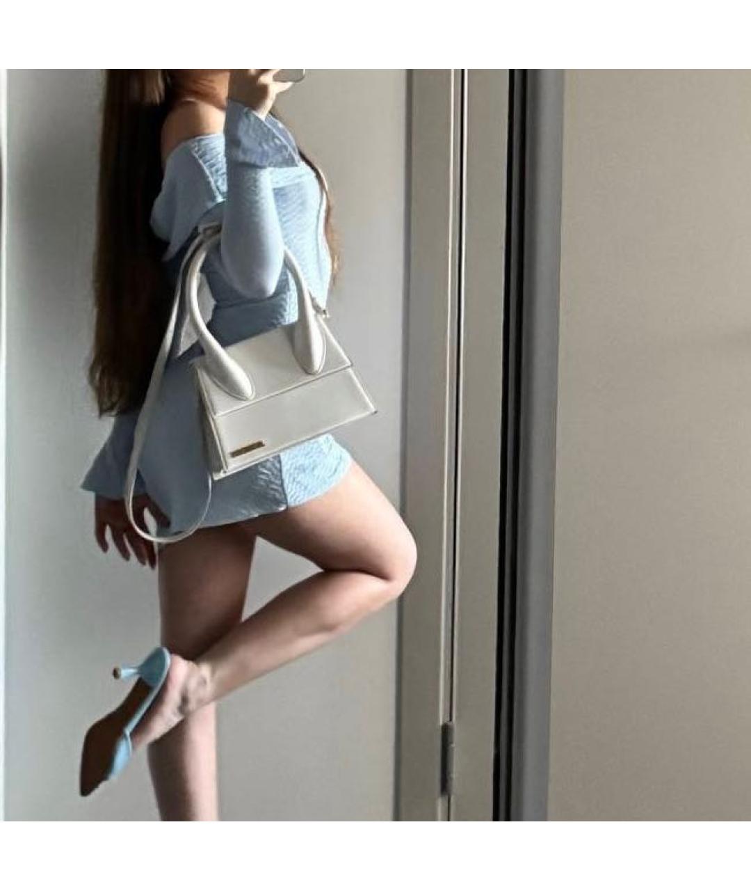 JACQUEMUS Белая кожаная сумка через плечо, фото 7