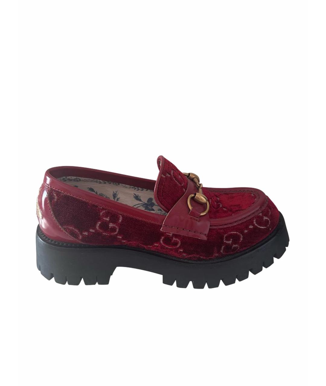 GUCCI Бордовые замшевые лоферы, фото 9